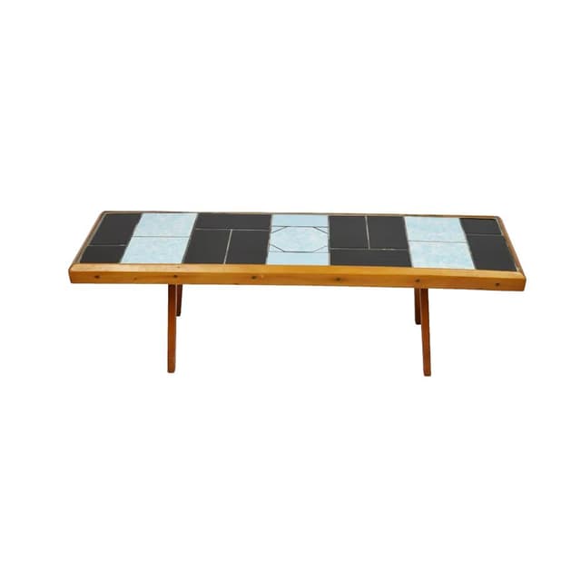 Coffee Table, black, ceramics, wood, Poland, 1970s. - DIMENSION