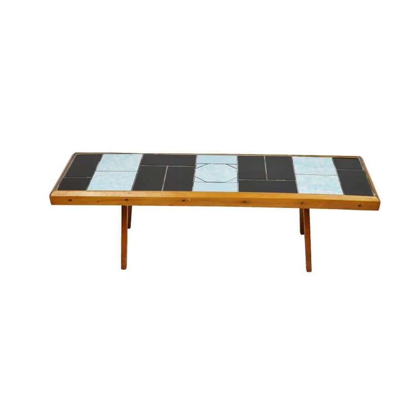 Coffee Table, black, ceramics, wood, Poland, 1970s.
