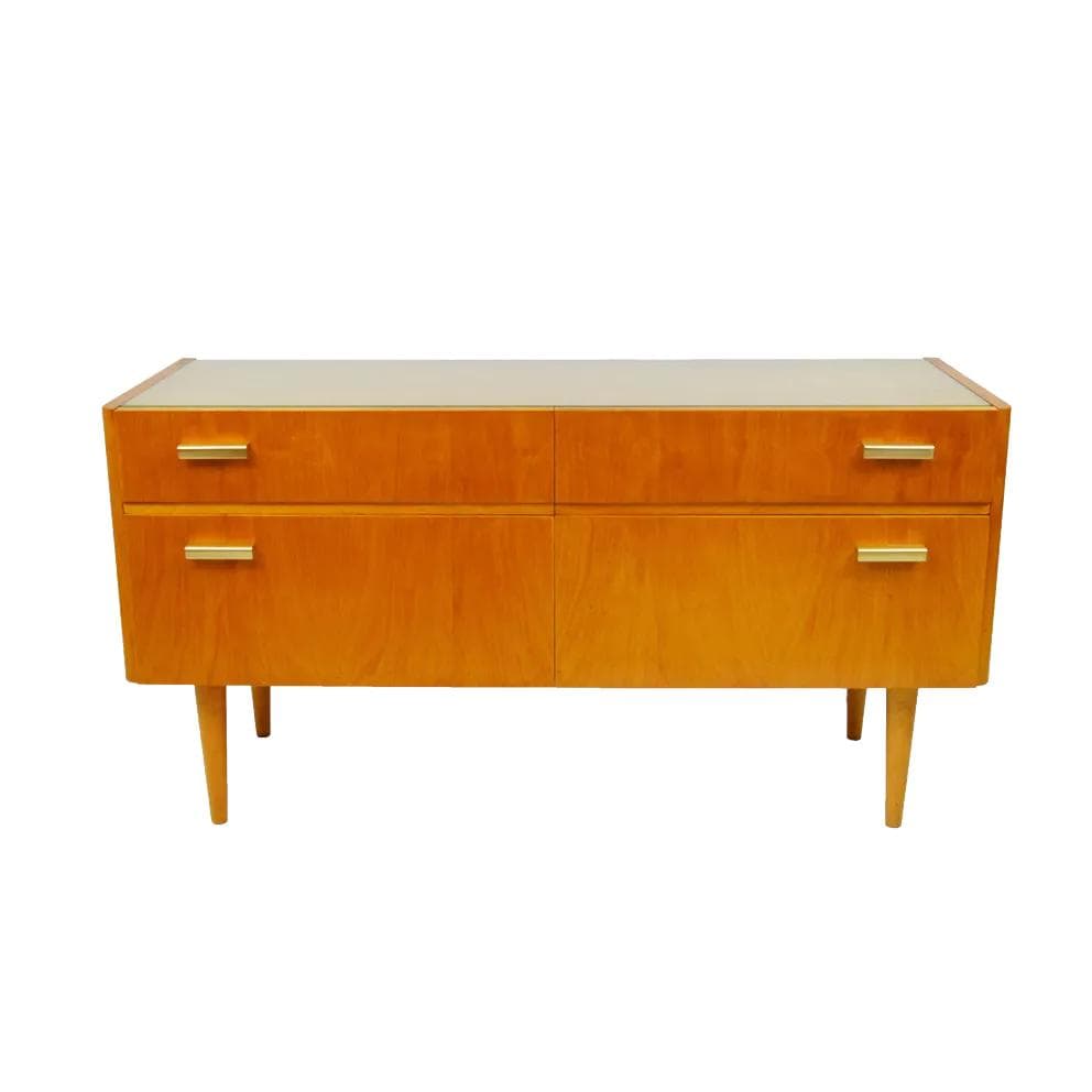 Komoda, brązowy jasny, drewno, Polska, lata 70.