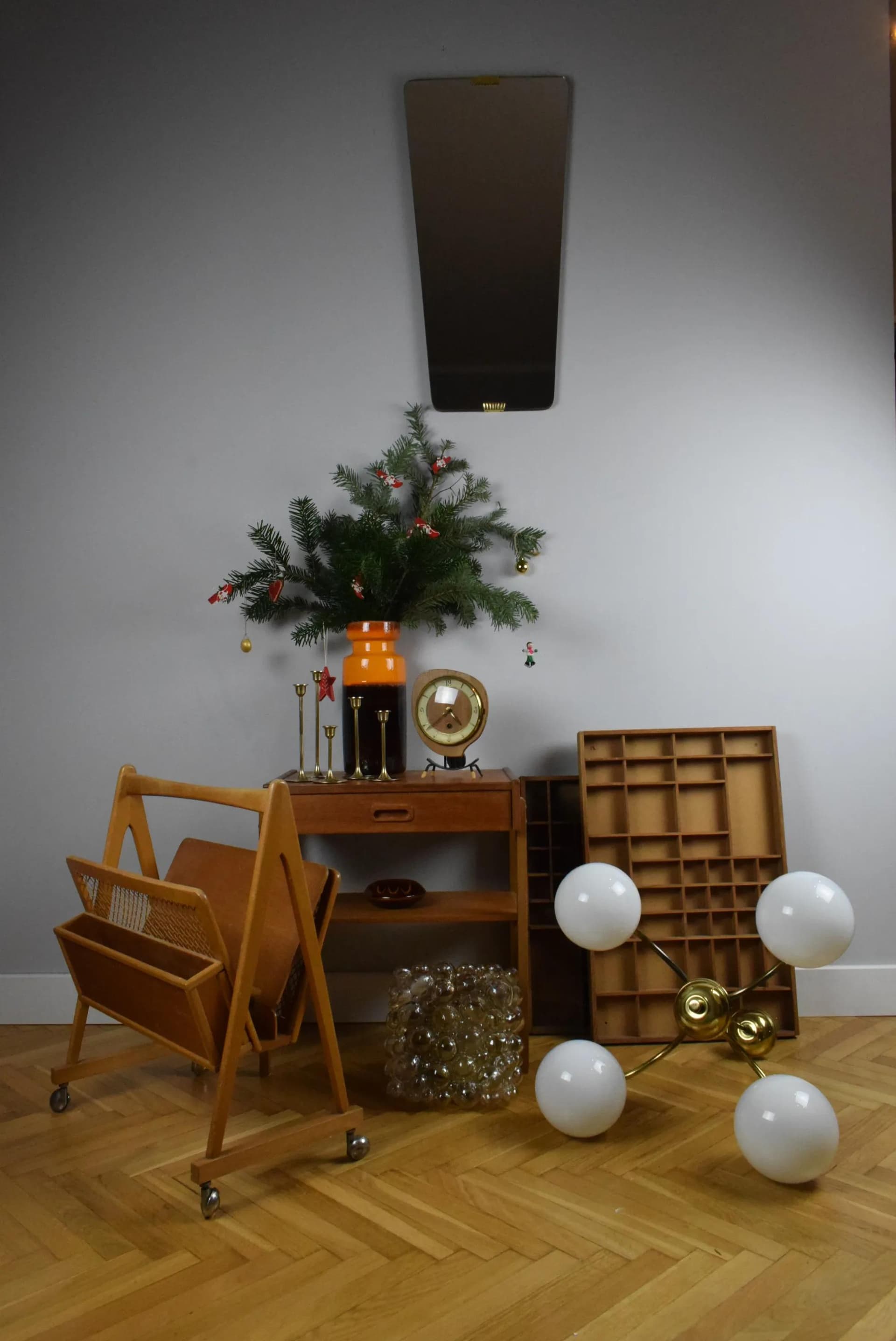 Wall mirror, dark brown wood, Germany, 1960s - 85698