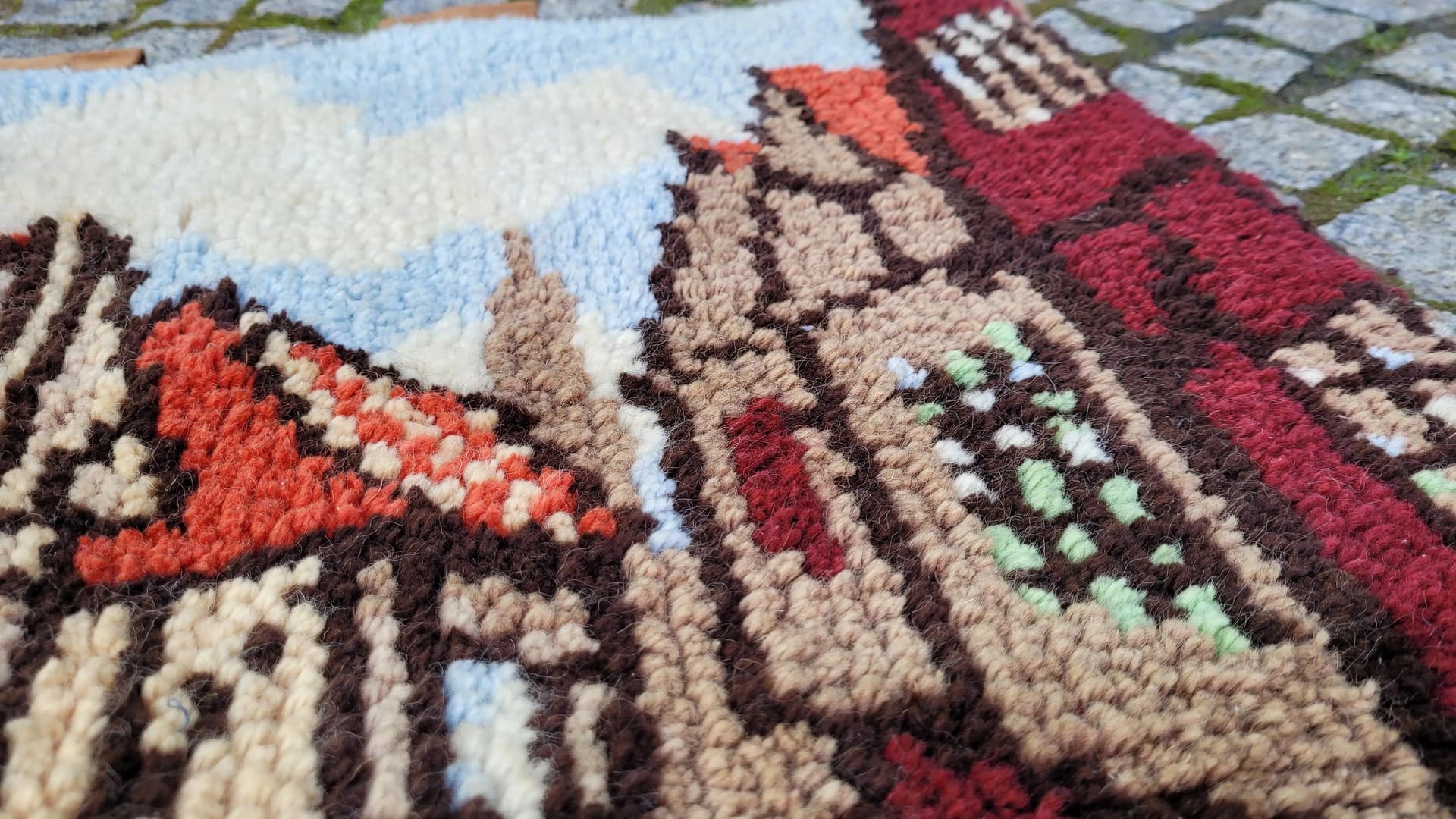 Kilim tapestry, beige, wool, Sweden, 1970s, 100x70cm - 88376