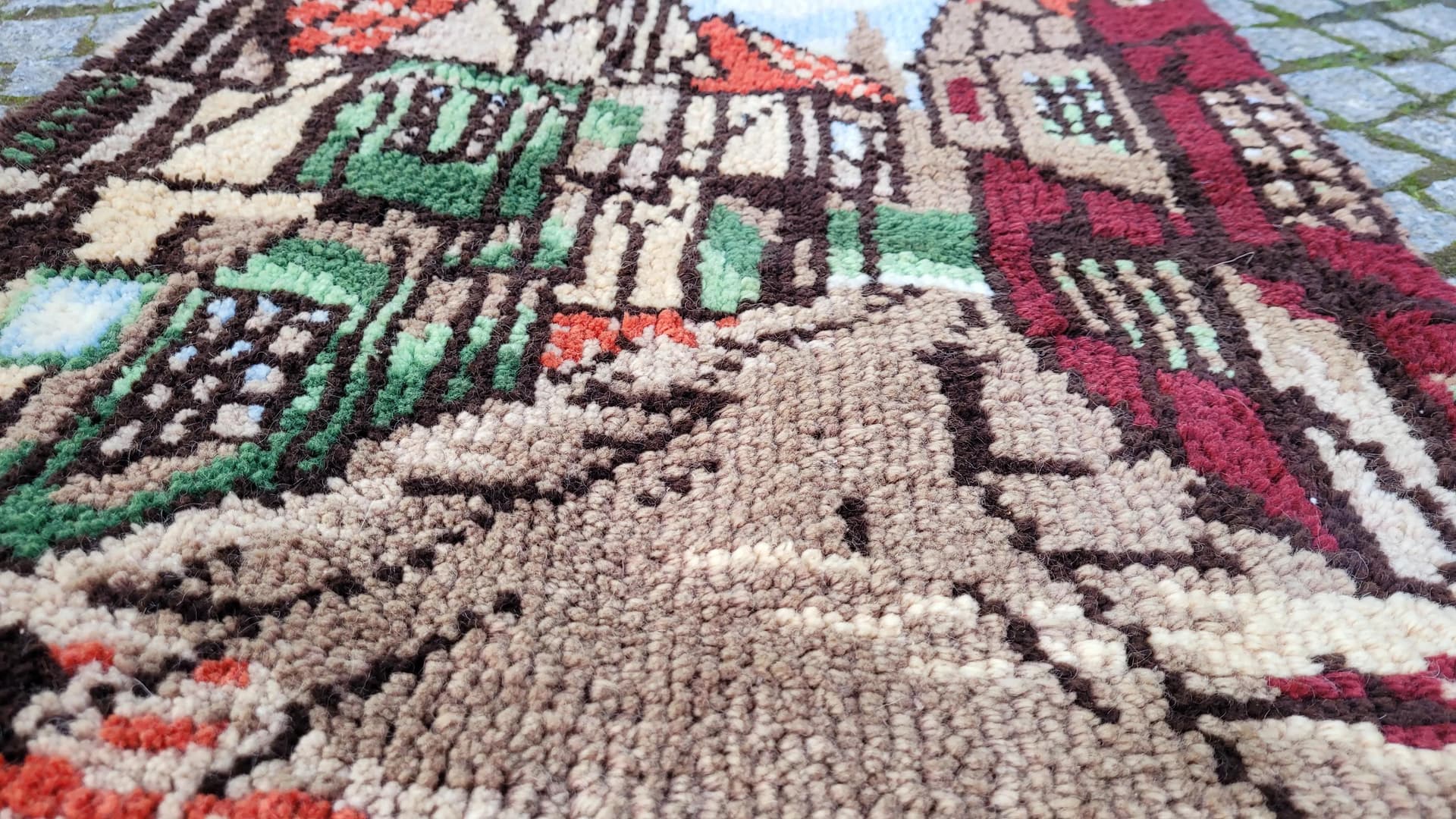 Kilim tapestry, beige, wool, Sweden, 1970s, 100x70cm - 88381