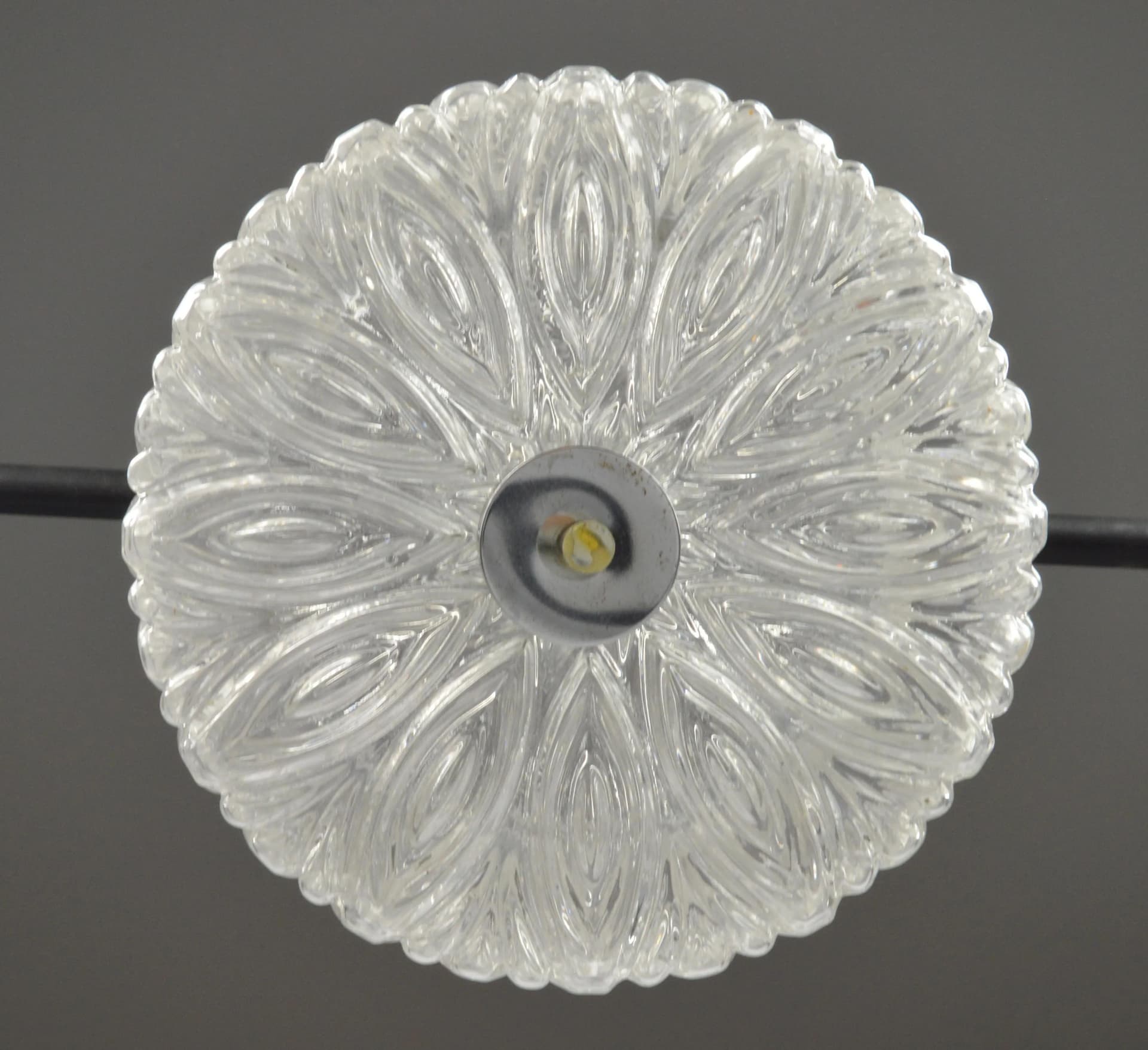 Pendant lamp, transparent glass, chrome, Poland, 1970s. - 85664