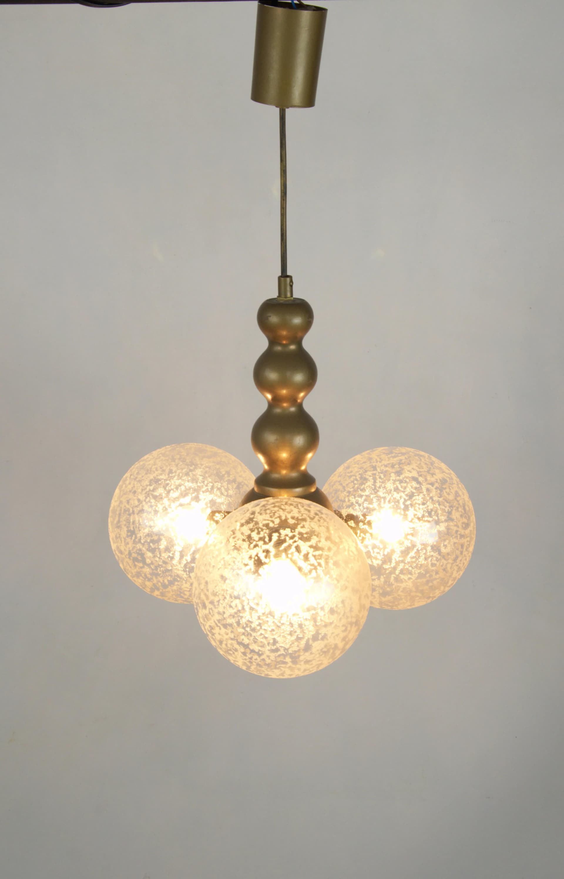 Pendant lamp, golden, brass glass, Poland, 1980s. - 85656