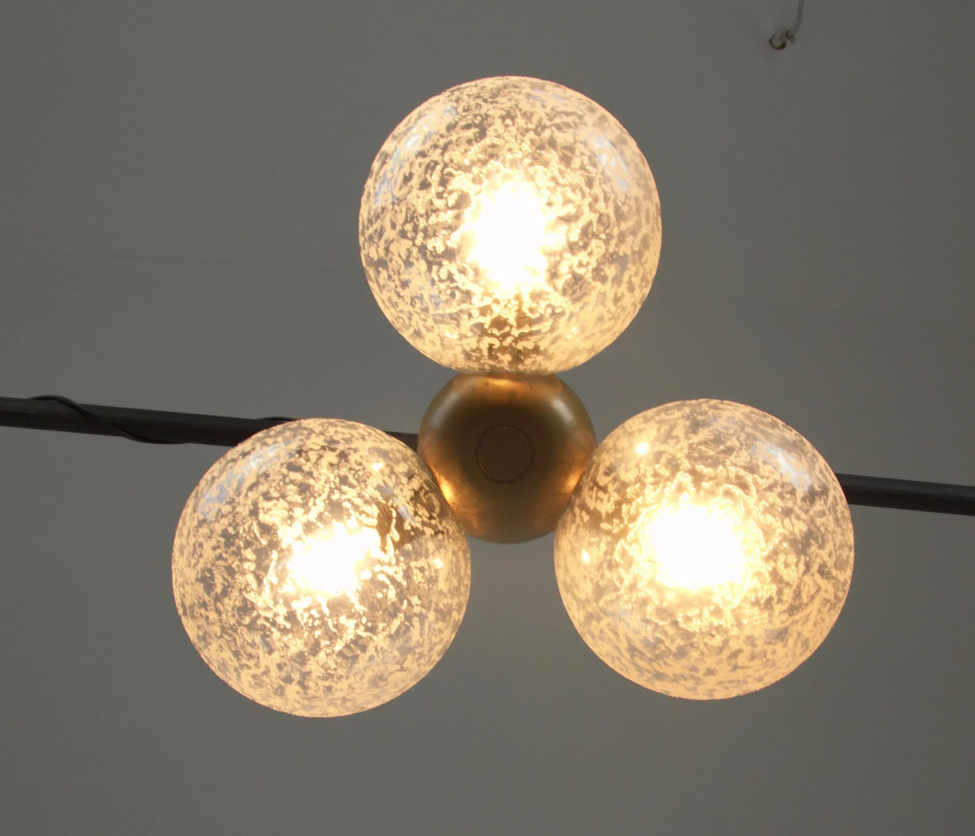 Pendant lamp, golden, brass glass, Poland, 1980s. - 85658