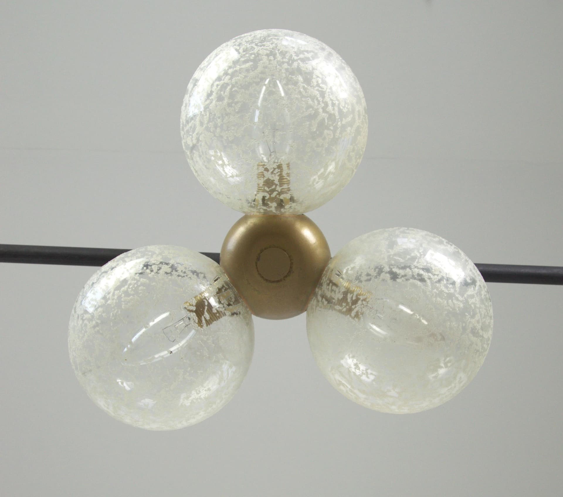 Pendant lamp, golden, brass glass, Poland, 1980s. - 85657