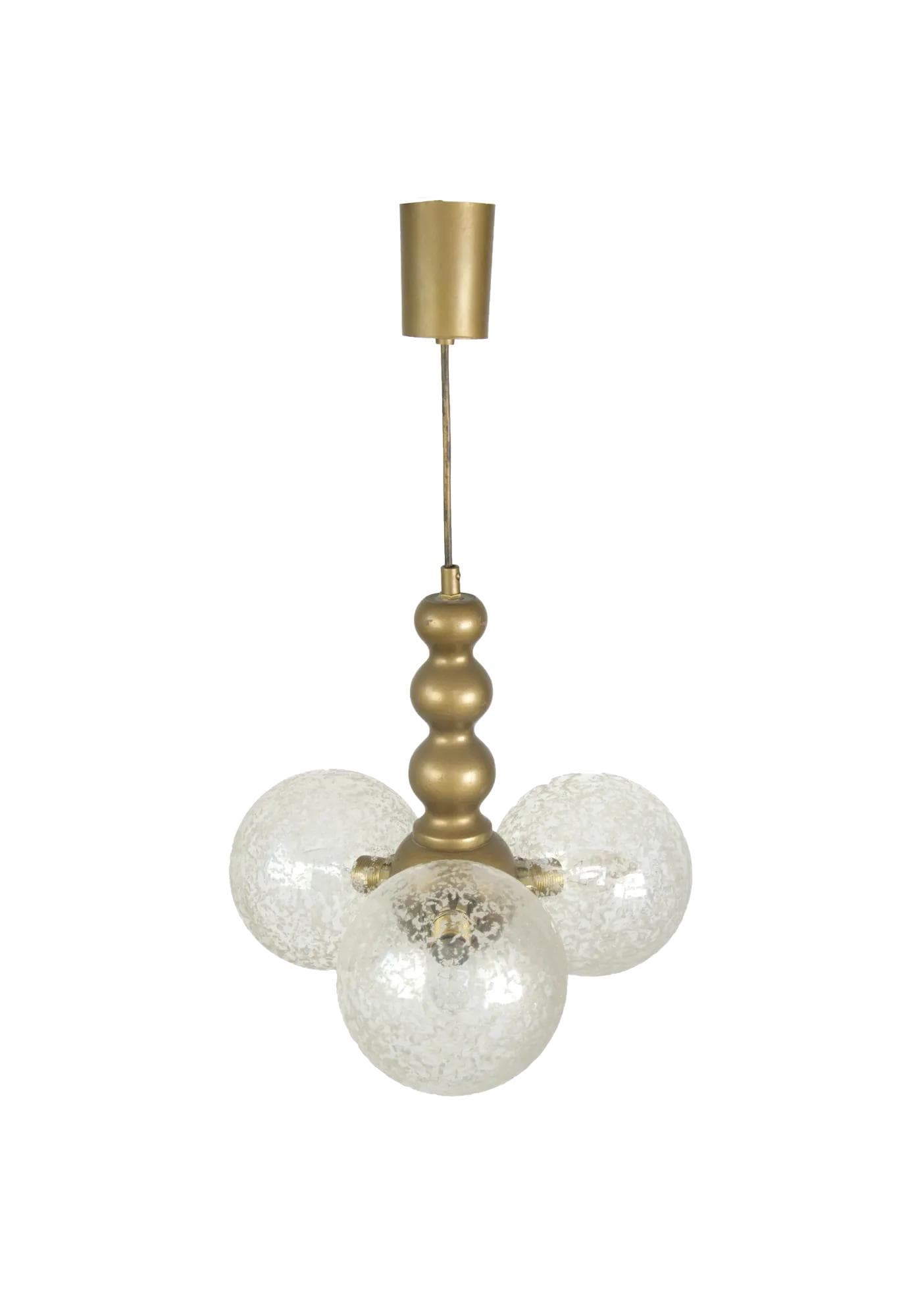 Pendant lamp, golden, brass glass, Poland, 1980s.