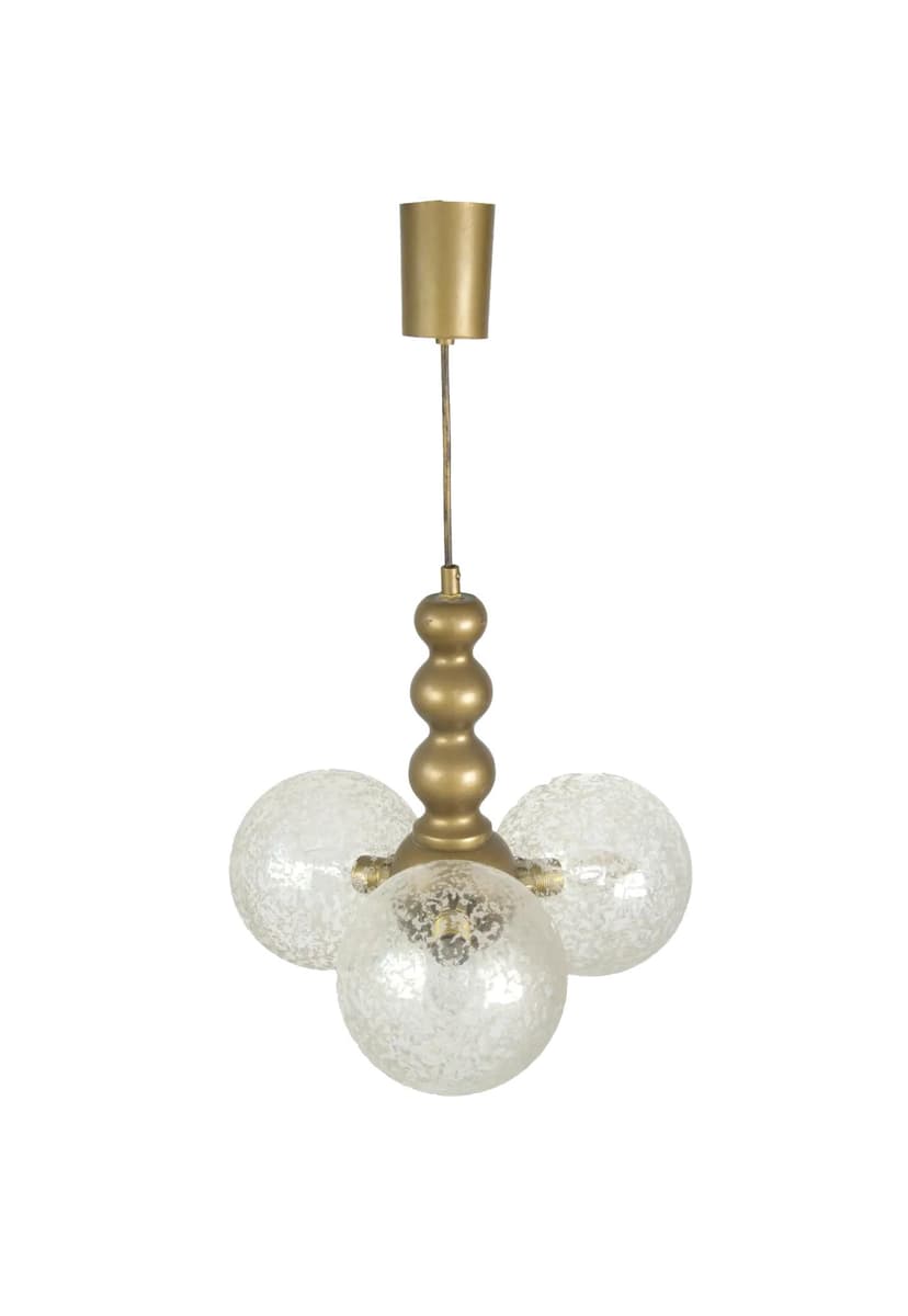 Pendant lamp, golden, brass glass, Poland, 1980s.