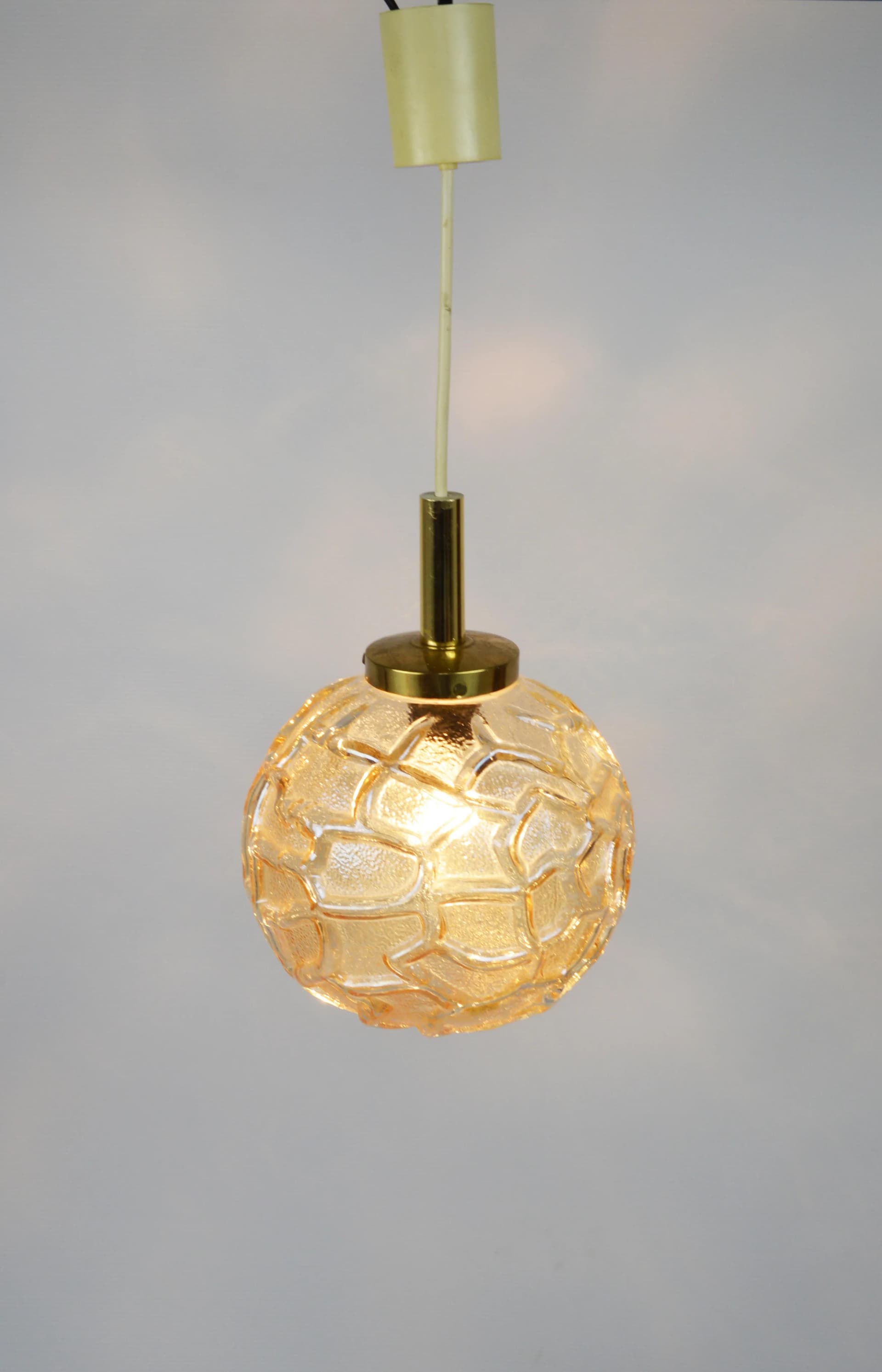 Pendant lamp, golden glass, Germany, 1970s. - 85627