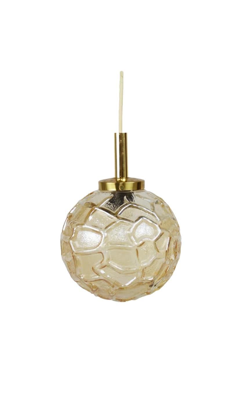 Pendant lamp, golden glass, Germany, 1970s.