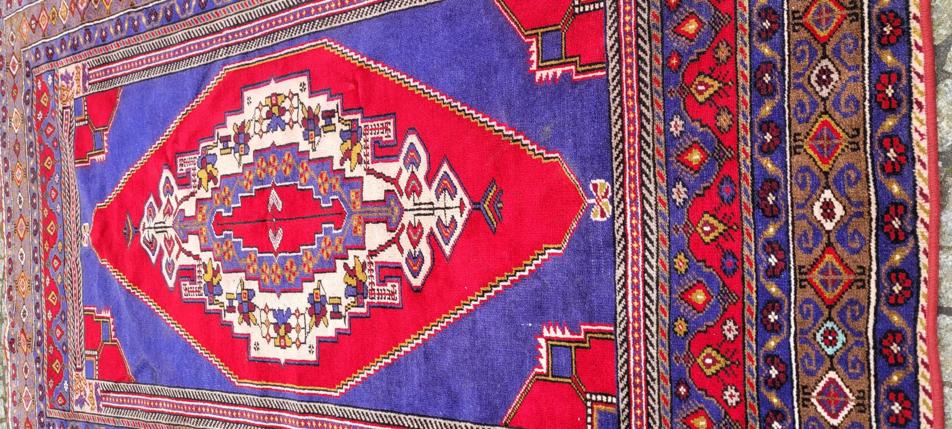 Dywan anatolijski 157x248cm, fioletowy, wełna, Turcja, lata 60. - 88350