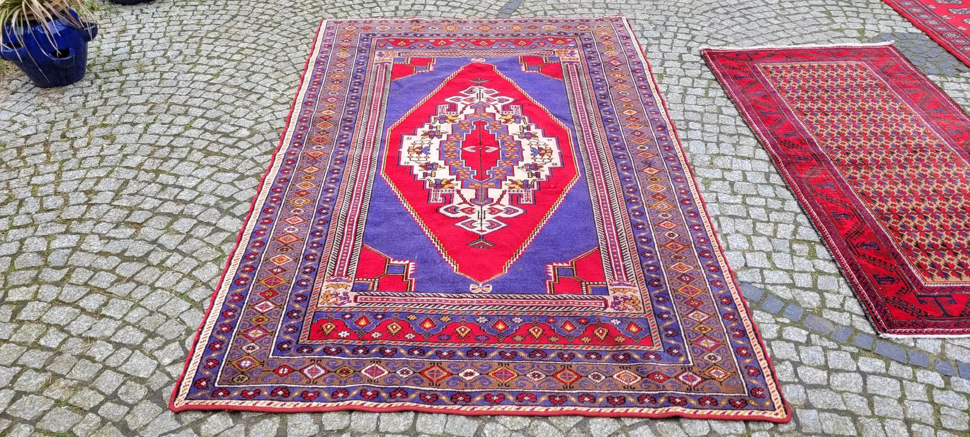 Dywan anatolijski 157x248cm, fioletowy, wełna, Turcja, lata 60. - 88344