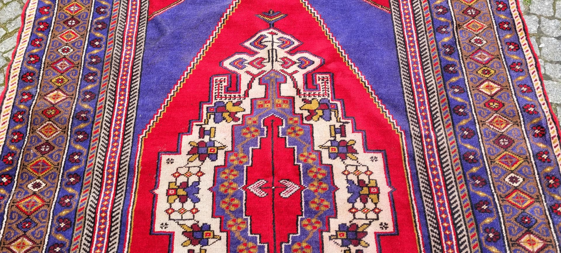 Dywan anatolijski 157x248cm, fioletowy, wełna, Turcja, lata 60. - 88351