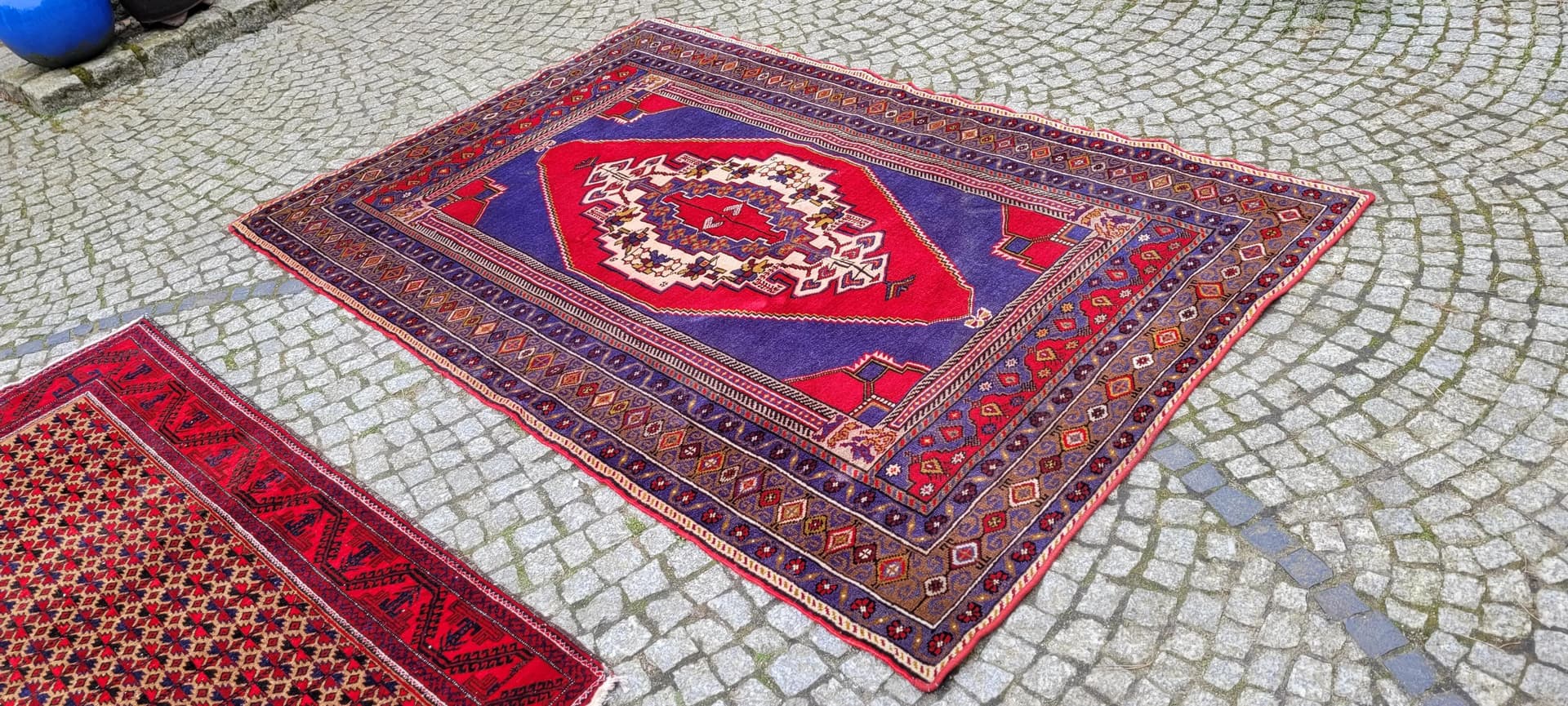 Dywan anatolijski 157x248cm, fioletowy, wełna, Turcja, lata 60. - 88346