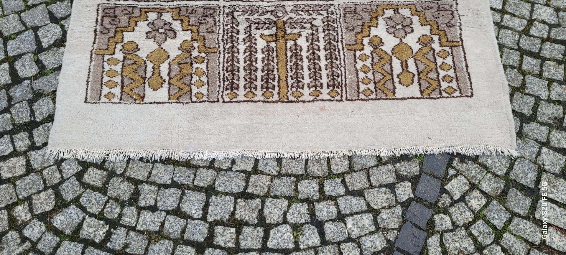 Dywan kwateralny, beżowy, wełna, Tunezja, lata 60. - 88338