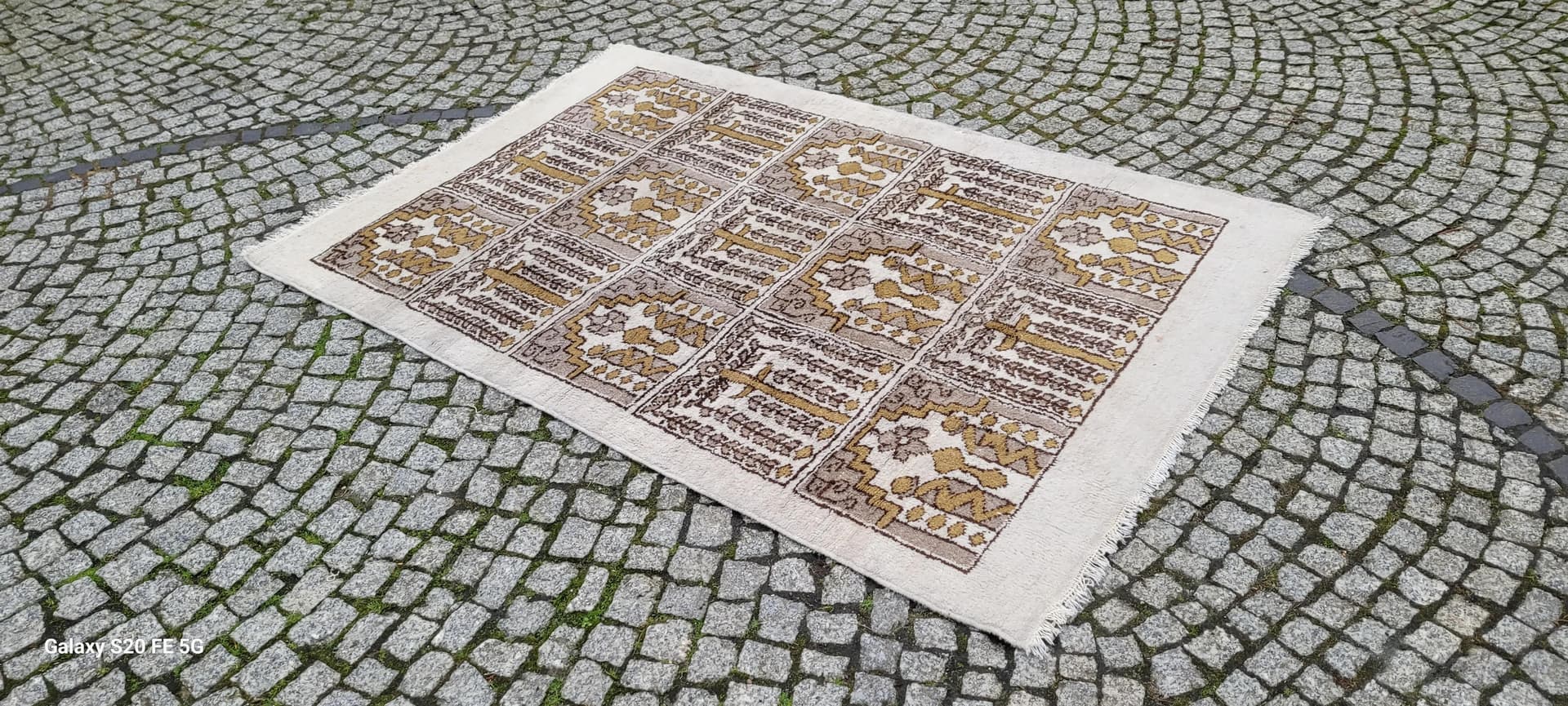 Dywan kwateralny, beżowy, wełna, Tunezja, lata 60. - 88337