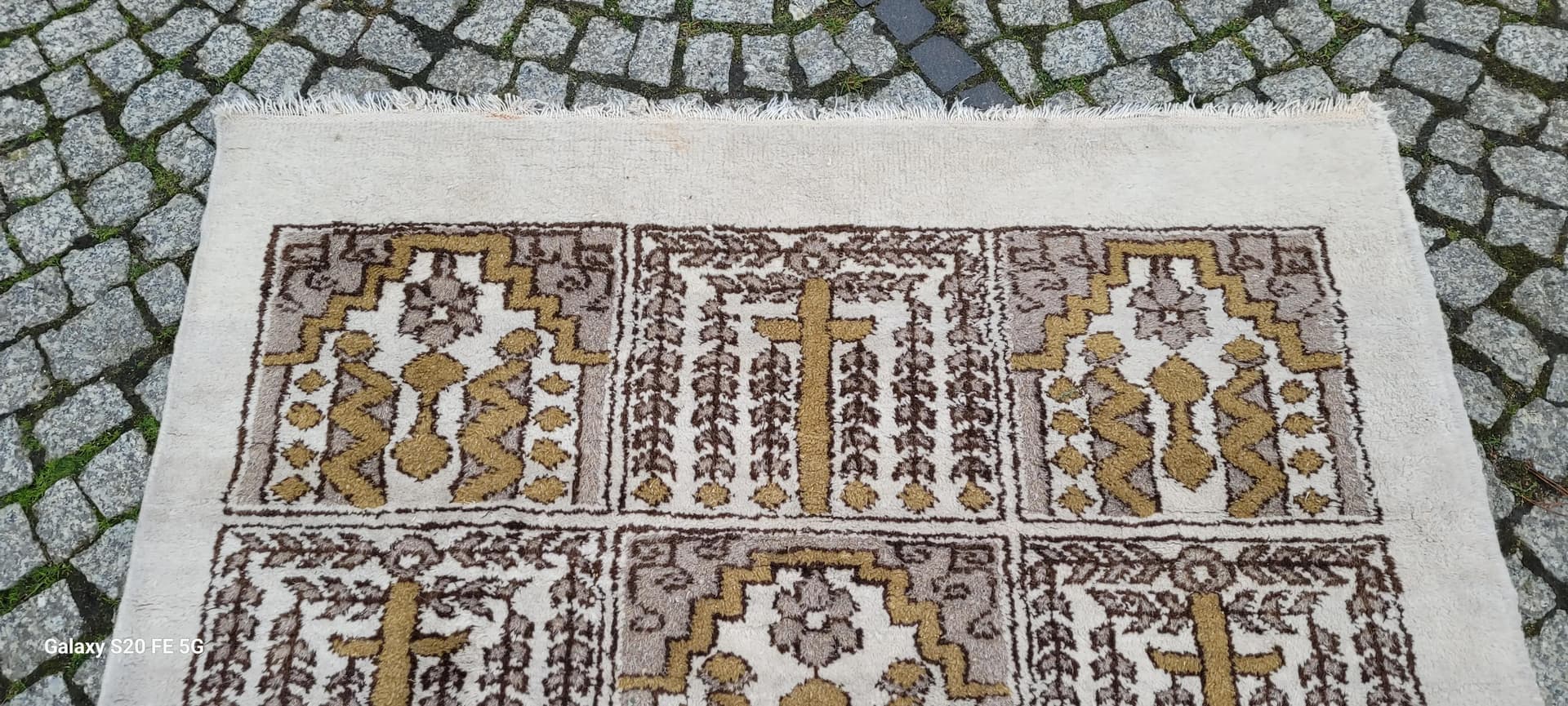 Dywan kwateralny, beżowy, wełna, Tunezja, lata 60. - 88340