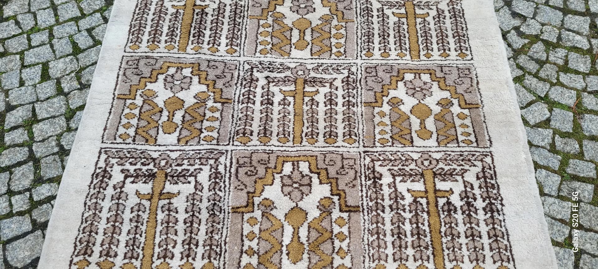 Dywan kwateralny, beżowy, wełna, Tunezja, lata 60. - 88339