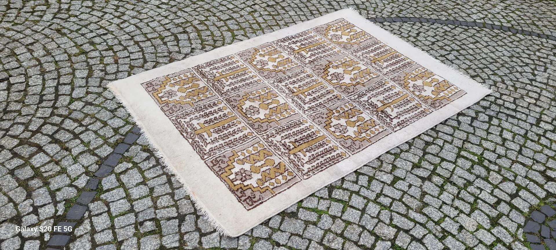 Dywan kwateralny, beżowy, wełna, Tunezja, lata 60. - 88334