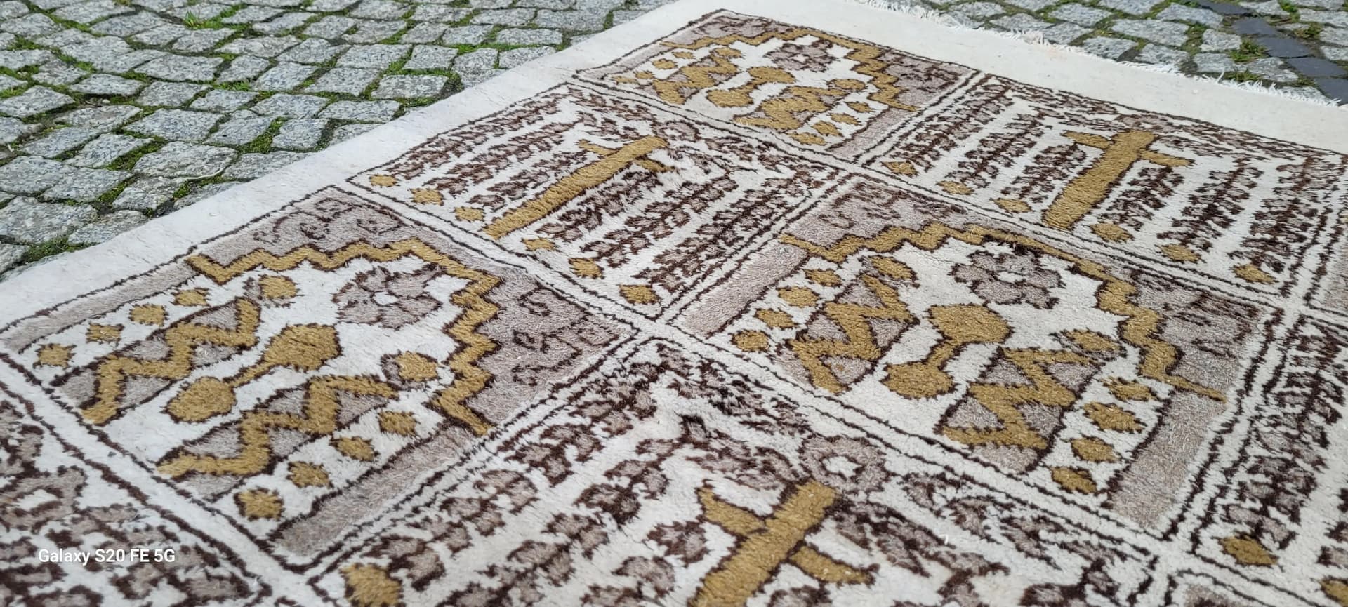 Dywan kwateralny, beżowy, wełna, Tunezja, lata 60. - 88341