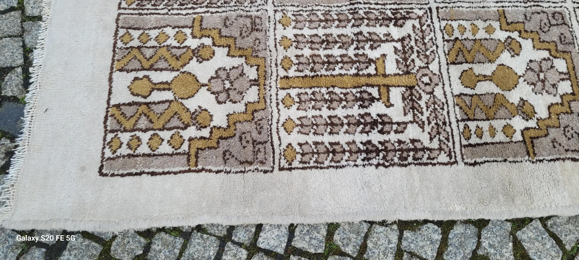 Dywan kwateralny, beżowy, wełna, Tunezja, lata 60. - 88342