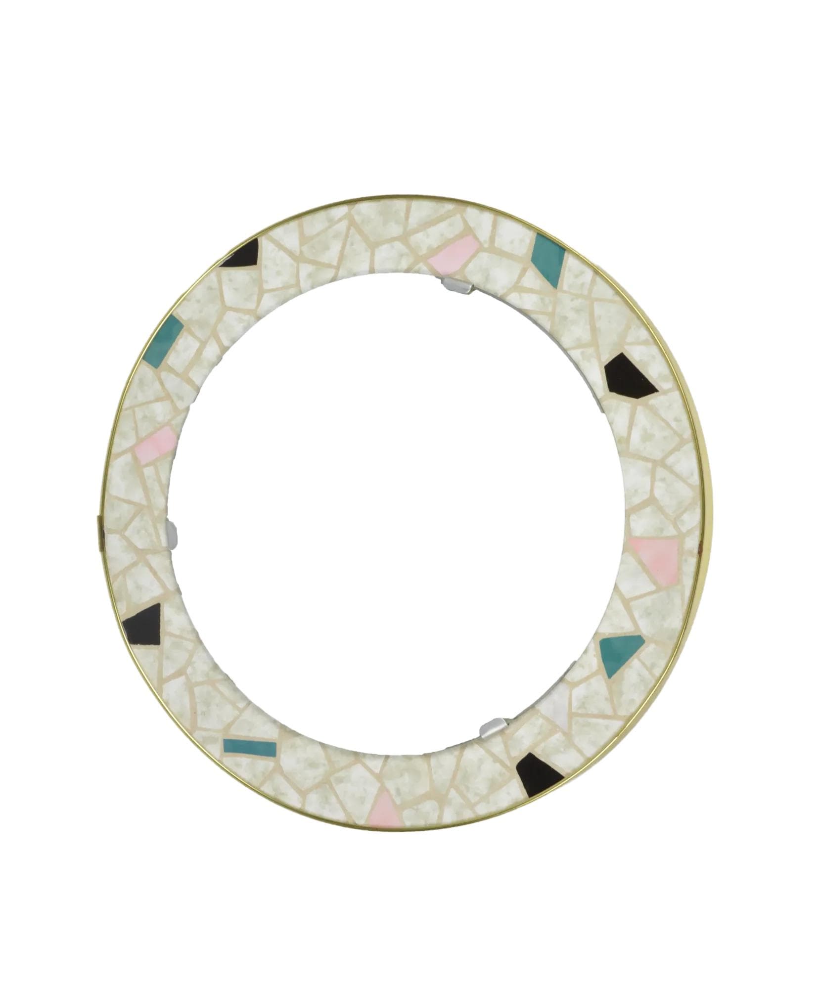Wall Mirror Round, multicolor ceramic mosaic, Poland, 1970s