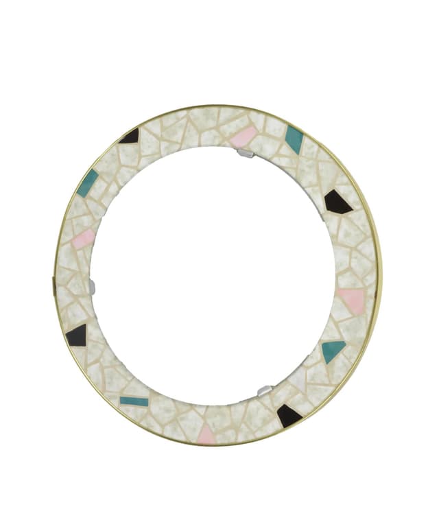 Wall Mirror Round, multicolor ceramic mosaic, Poland, 1970s - DIMENSION