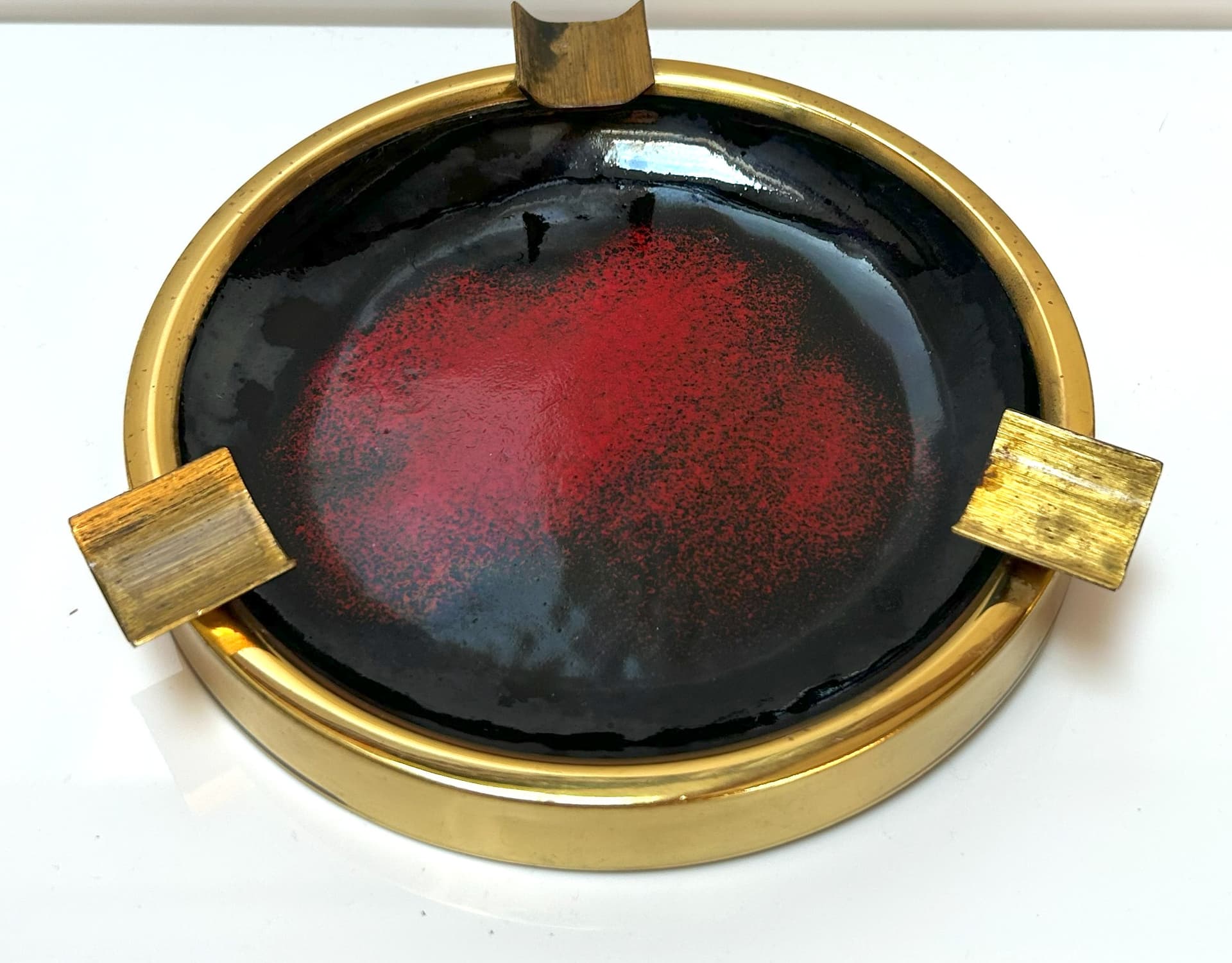 Popielniczka Space Age, mosiądz czarny, Niemcy, lata 70. - 6819