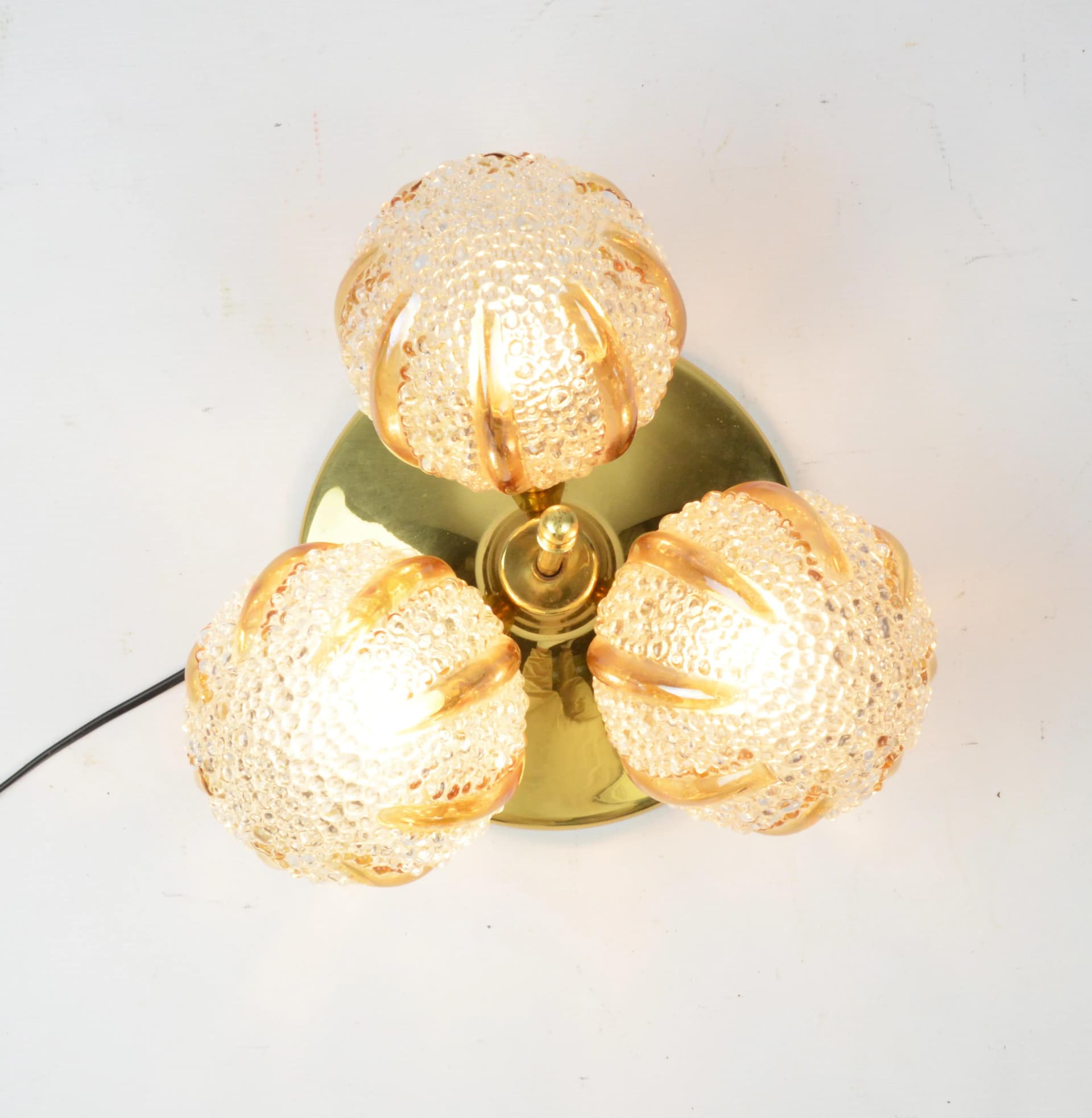 Ceiling light, golden metal glass, Poland, 1970s. - 85560