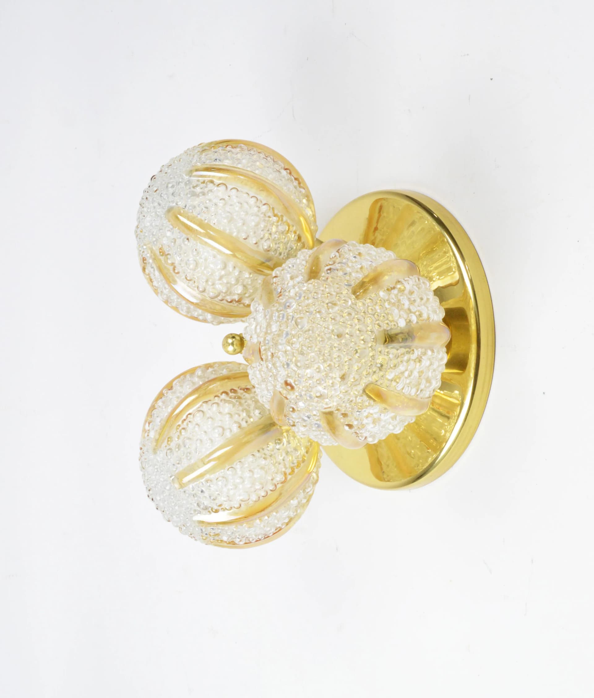 Ceiling light, golden metal glass, Poland, 1970s. - 85552