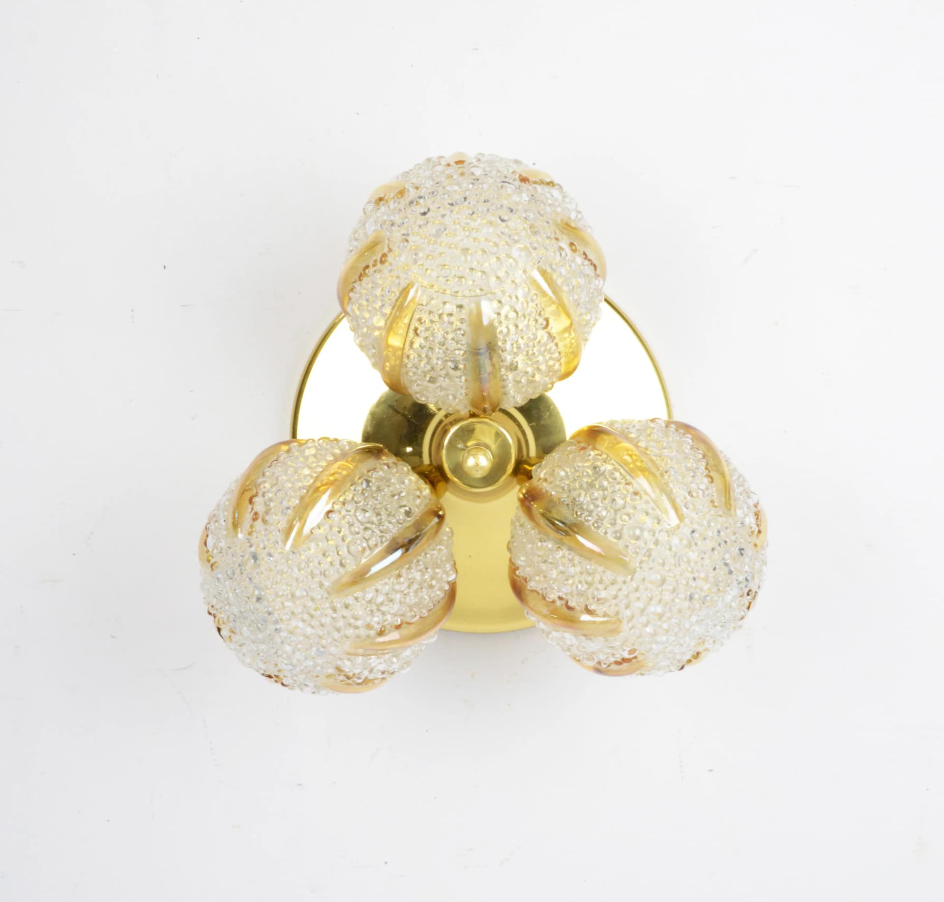 Ceiling light, golden metal glass, Poland, 1970s. - 85553