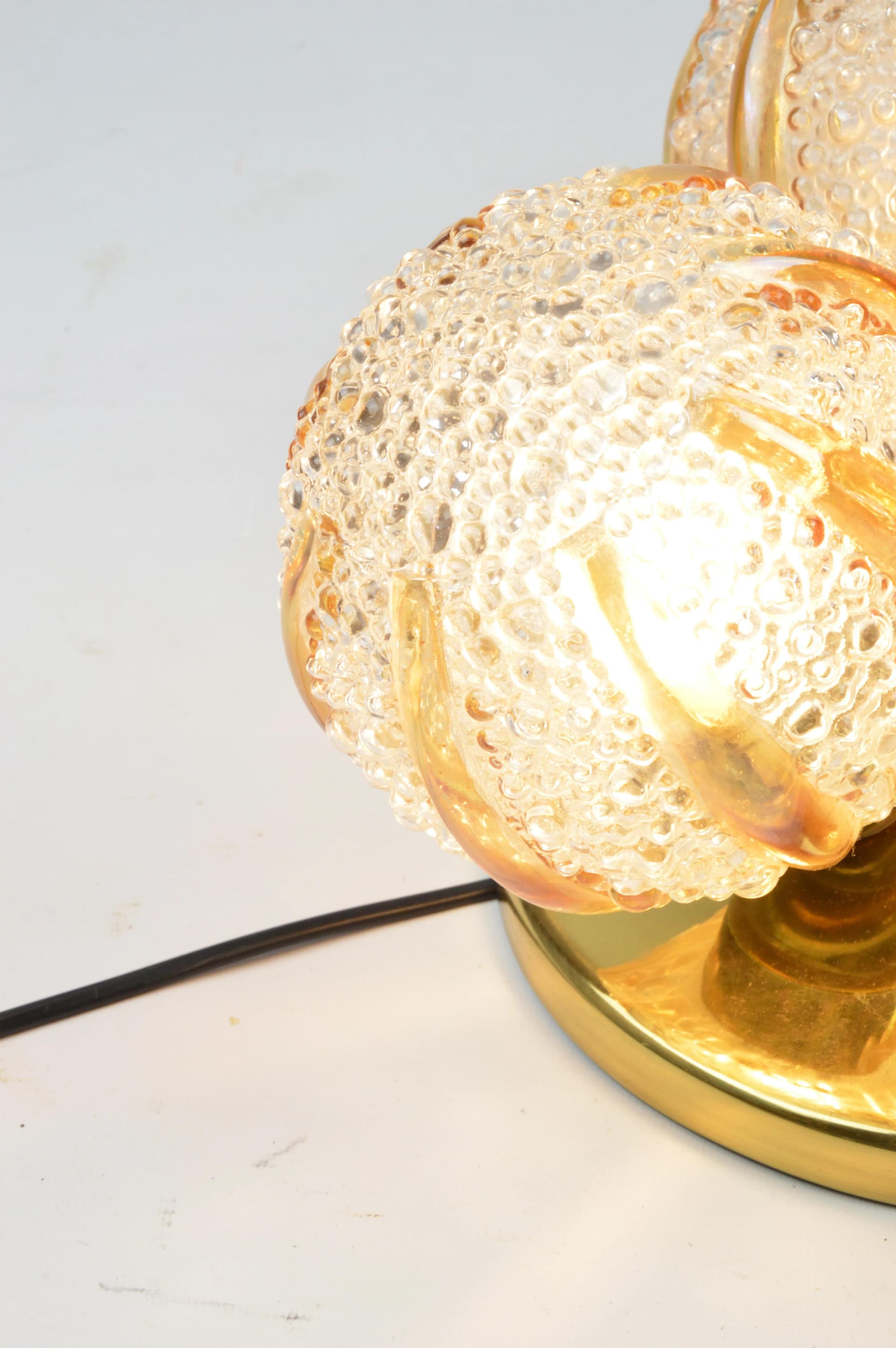 Ceiling light, golden metal glass, Poland, 1970s. - 85558