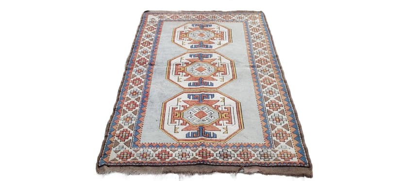 Dywan Kazak, 133x210 cm, beżowy, wełna, Turcja, lata 60.