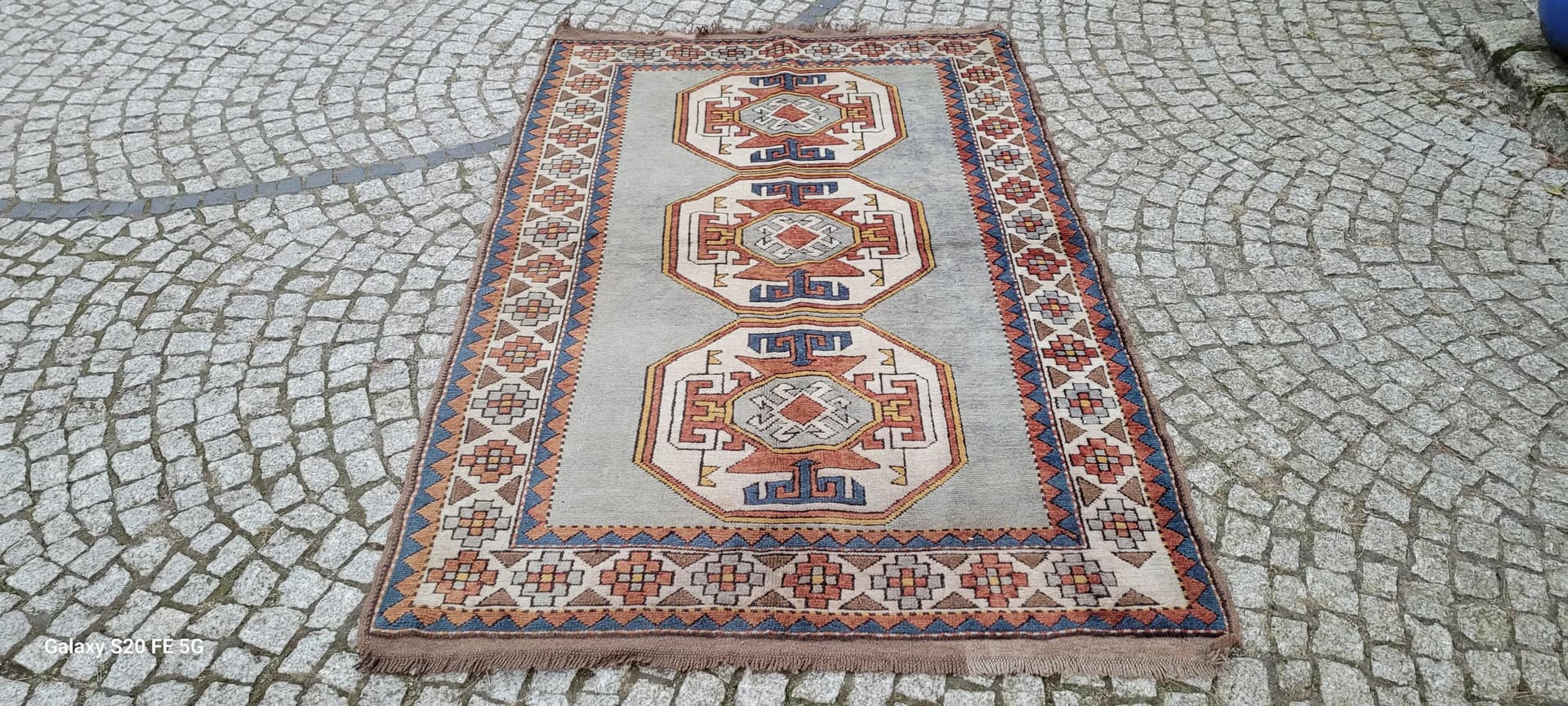 Dywan Kazak, 133x210 cm, beżowy, wełna, Turcja, lata 60. - 88296