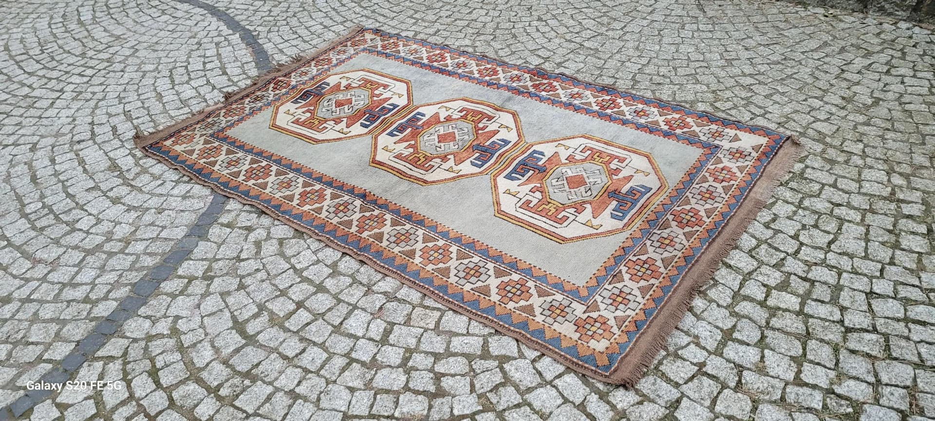 Dywan Kazak, 133x210 cm, beżowy, wełna, Turcja, lata 60. - 88295