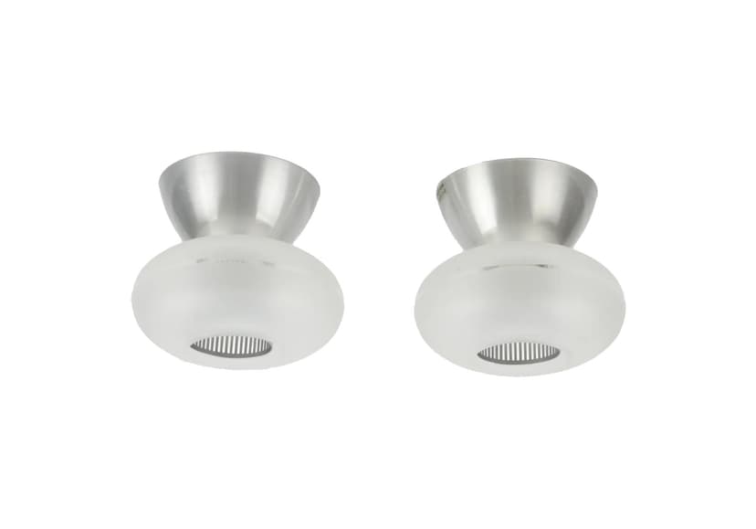 Para plafonów, mlecznobiały, szkło, stal, Belid, Szwecja, lata 80.