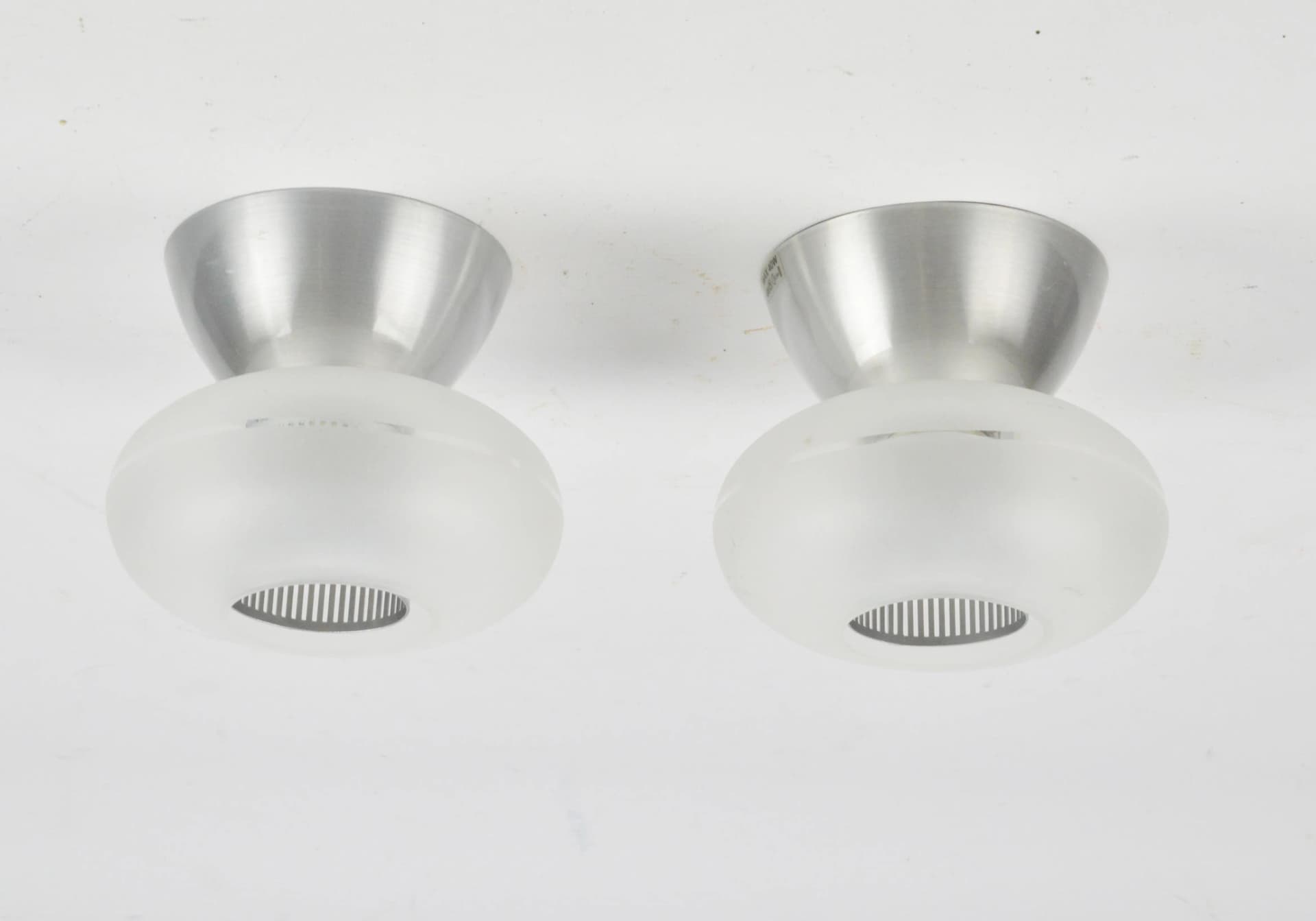 Para plafonów, mlecznobiały, szkło, stal, Belid, Szwecja, lata 80. - 85526