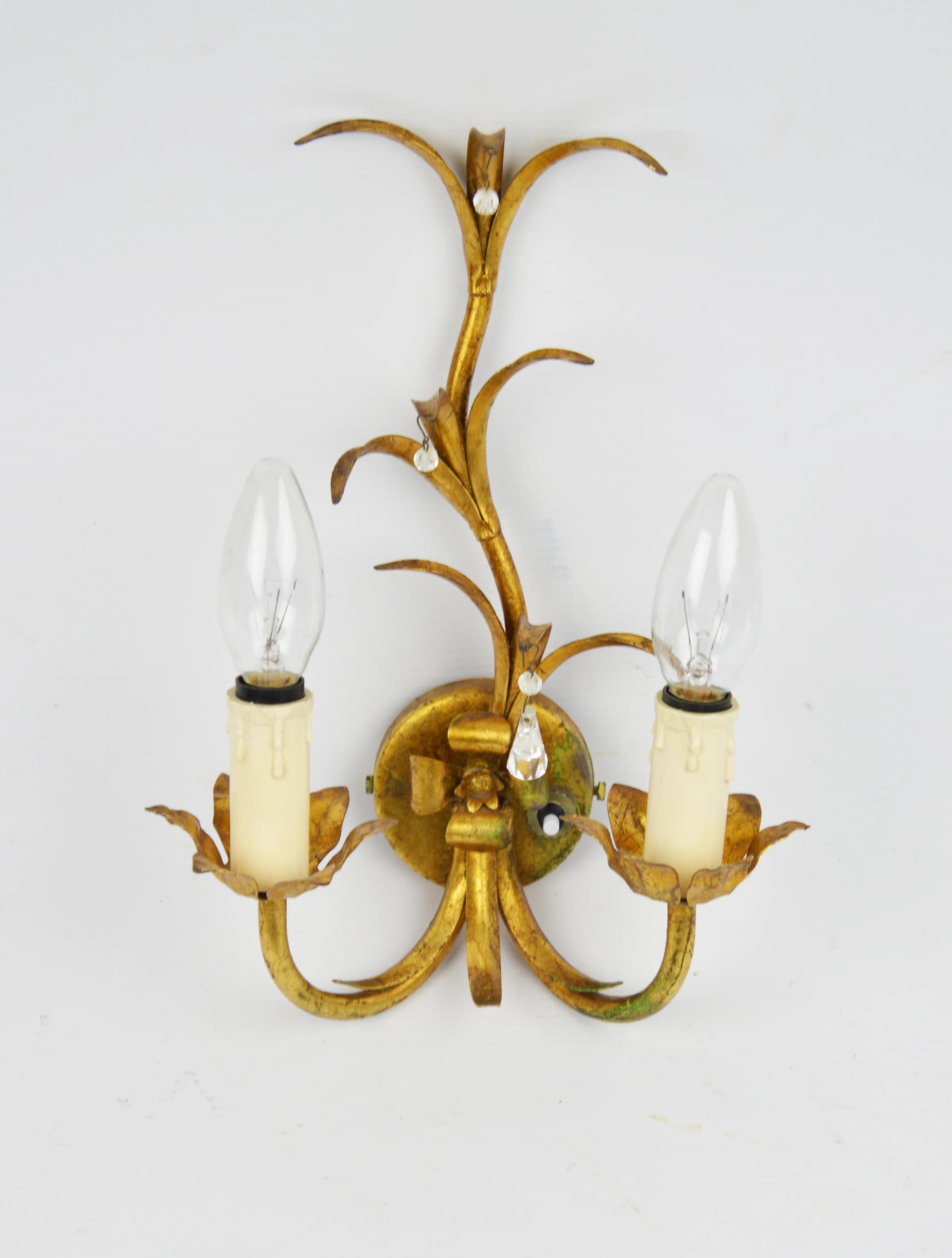 Wall sconce floral, golden metal, Poland, 1970s - 85493
