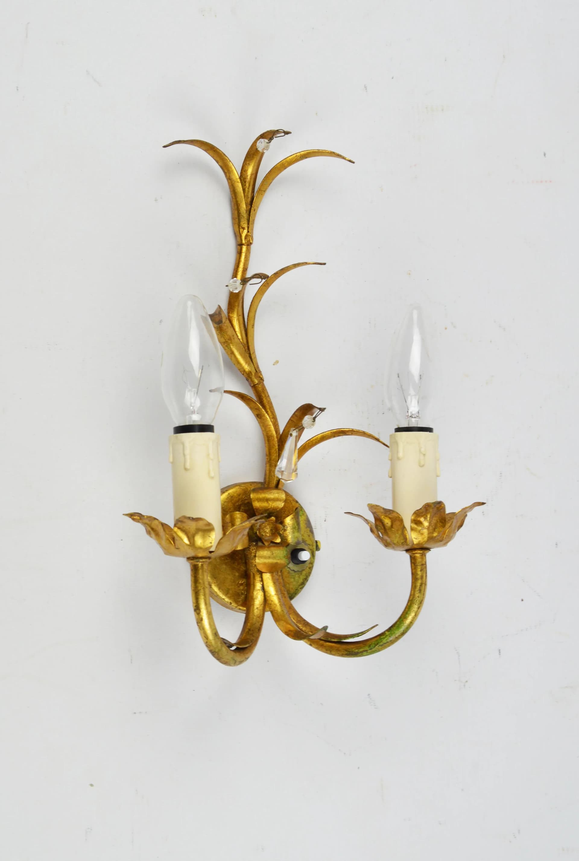 Wall sconce floral, golden metal, Poland, 1970s - 85495