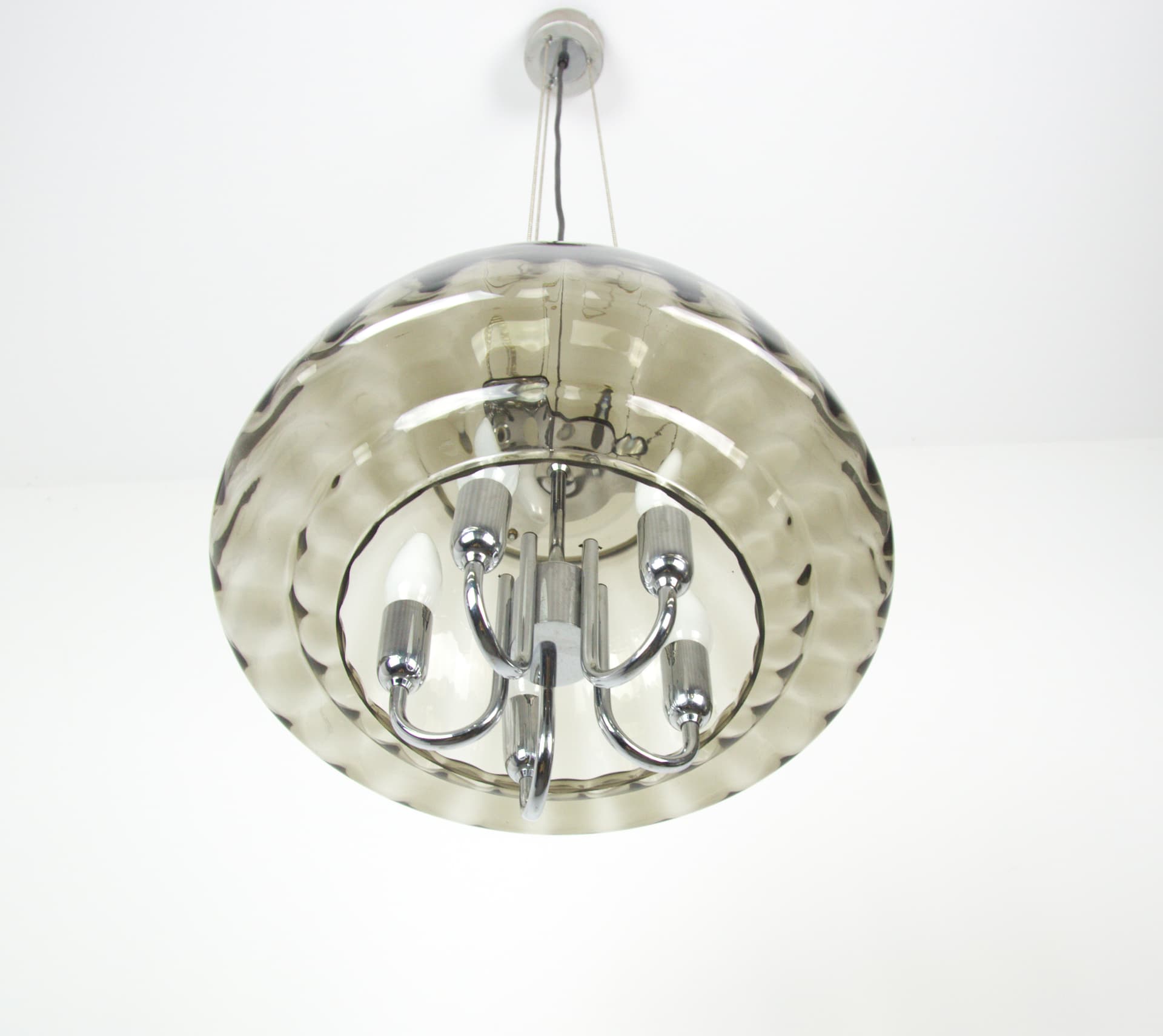 Żyrandol Limburg, szkło szare, Limburg, Niemcy, lata 70. - 85482