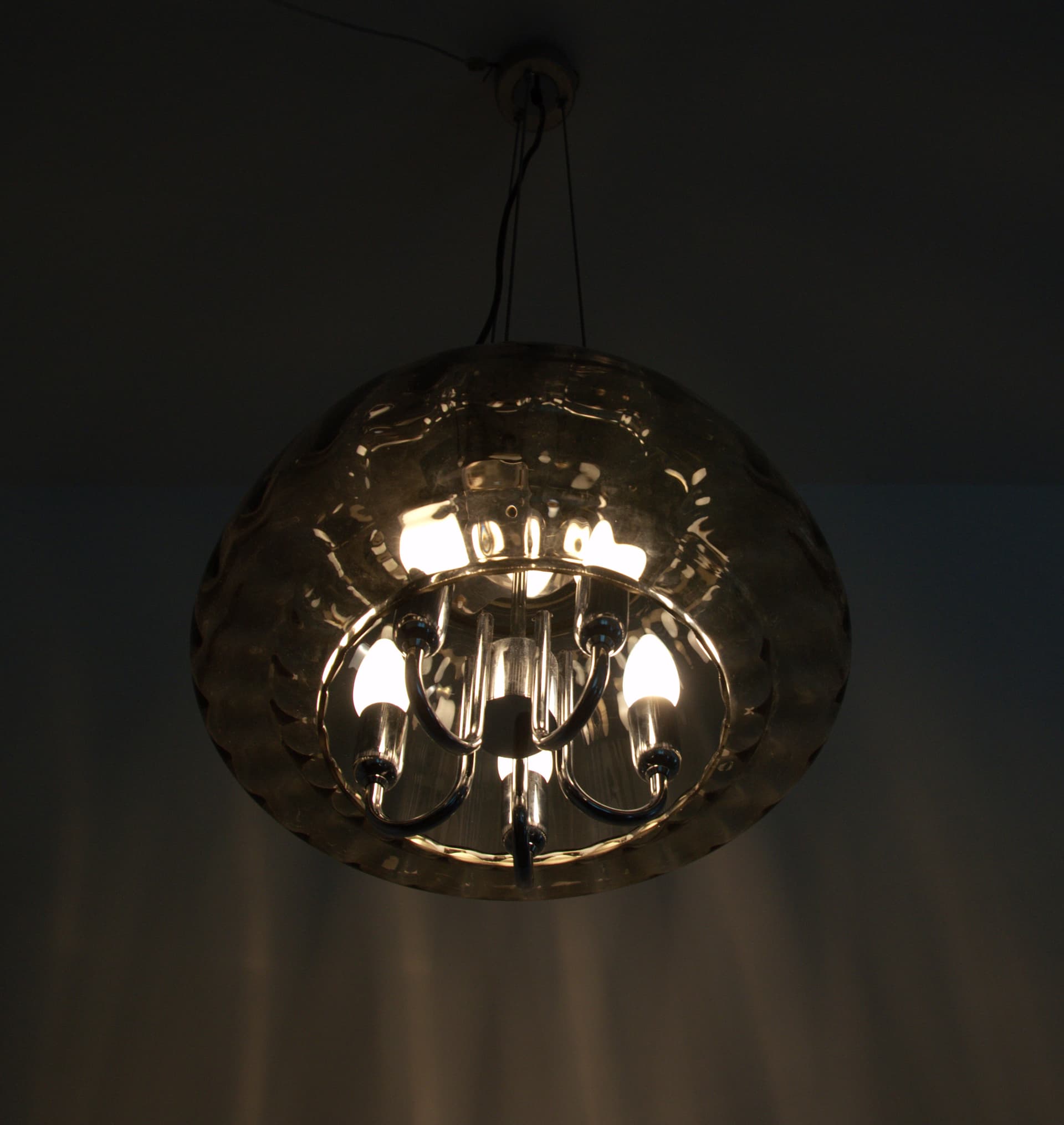 Żyrandol Limburg, szkło szare, Limburg, Niemcy, lata 70. - 85483