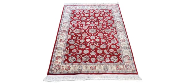 Dywan Isfahan 210x125 cm, czerwony, wełna Kork i jedwab, Indie - WYMIARY