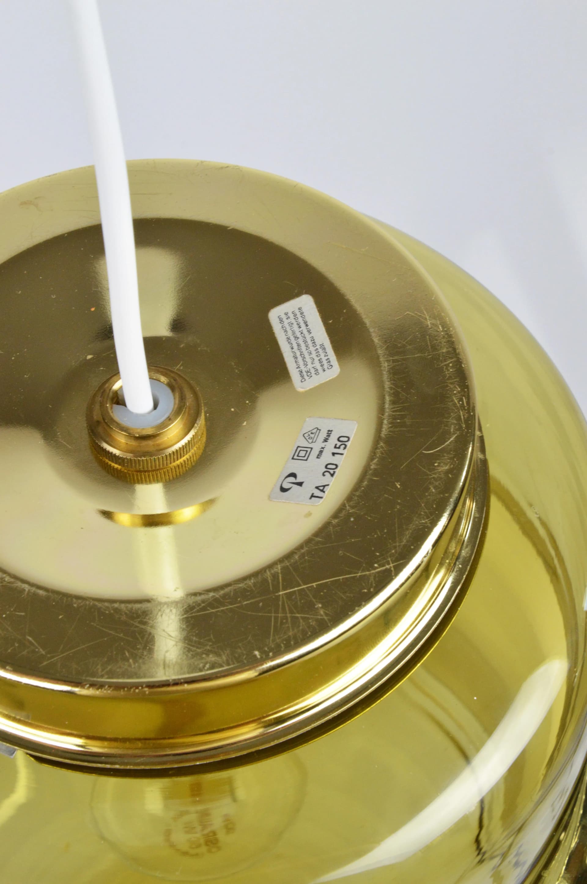 Lampa wisząca, złota, szkło, Peill & Putzler, Niemcy, lata 70. - 85472