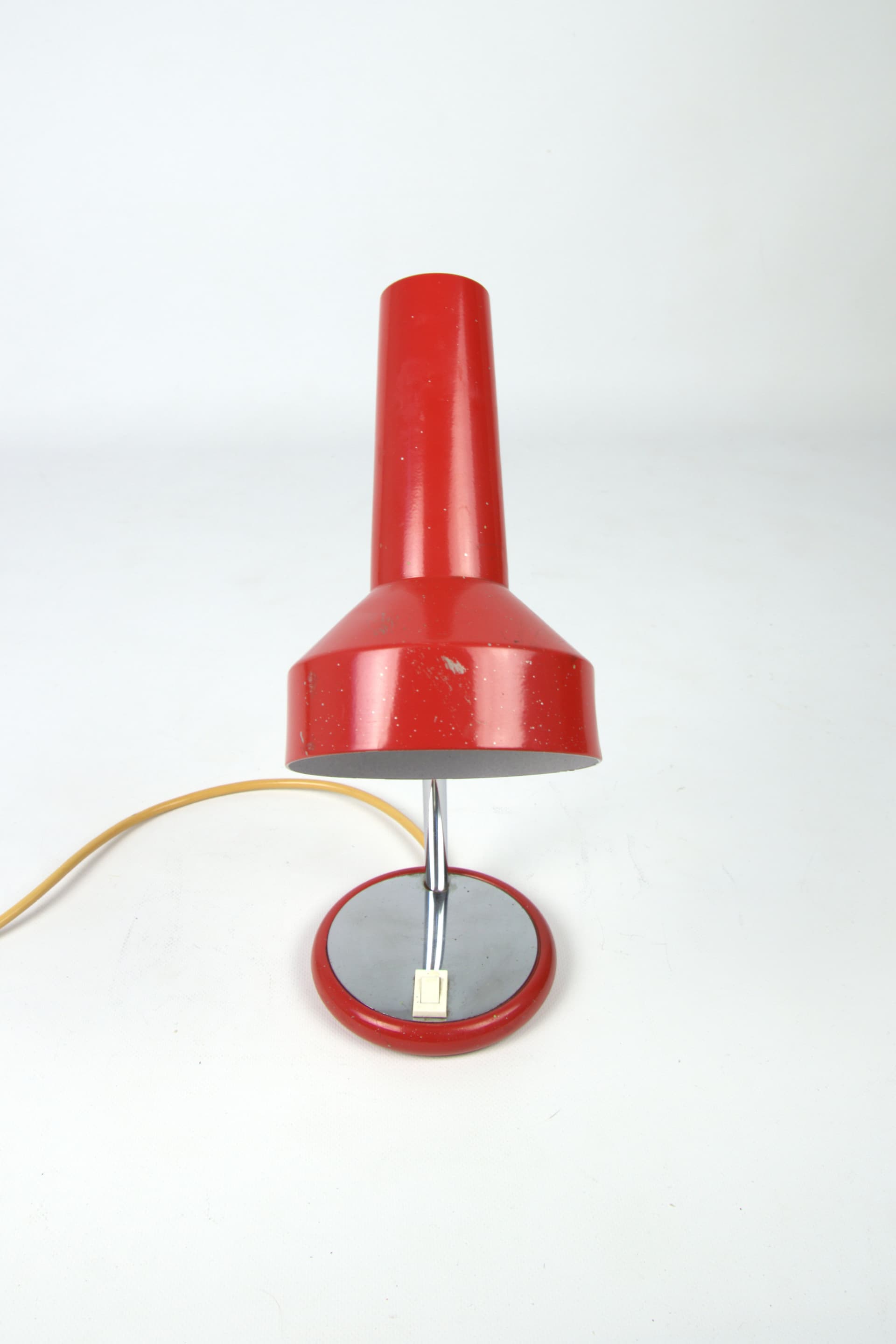 Desk lamp, red, chrome metal, Poland, 1970s. - 85460