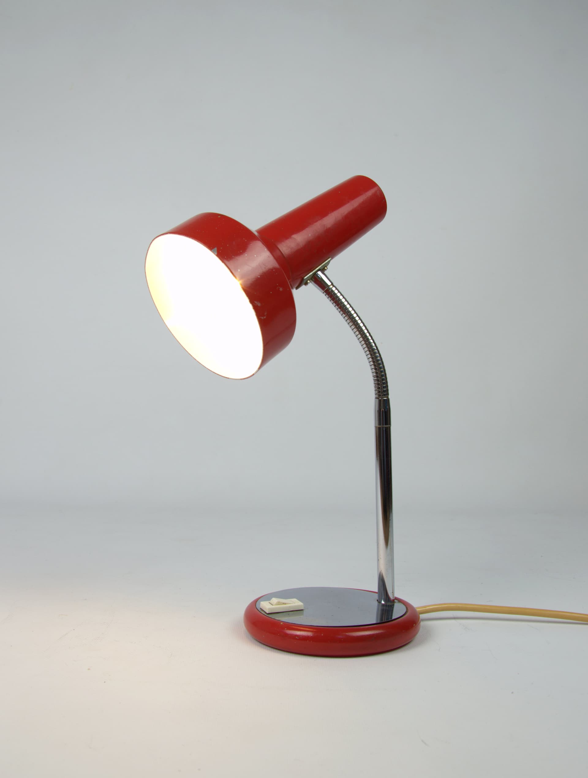 Desk lamp, red, chrome metal, Poland, 1970s. - 85461
