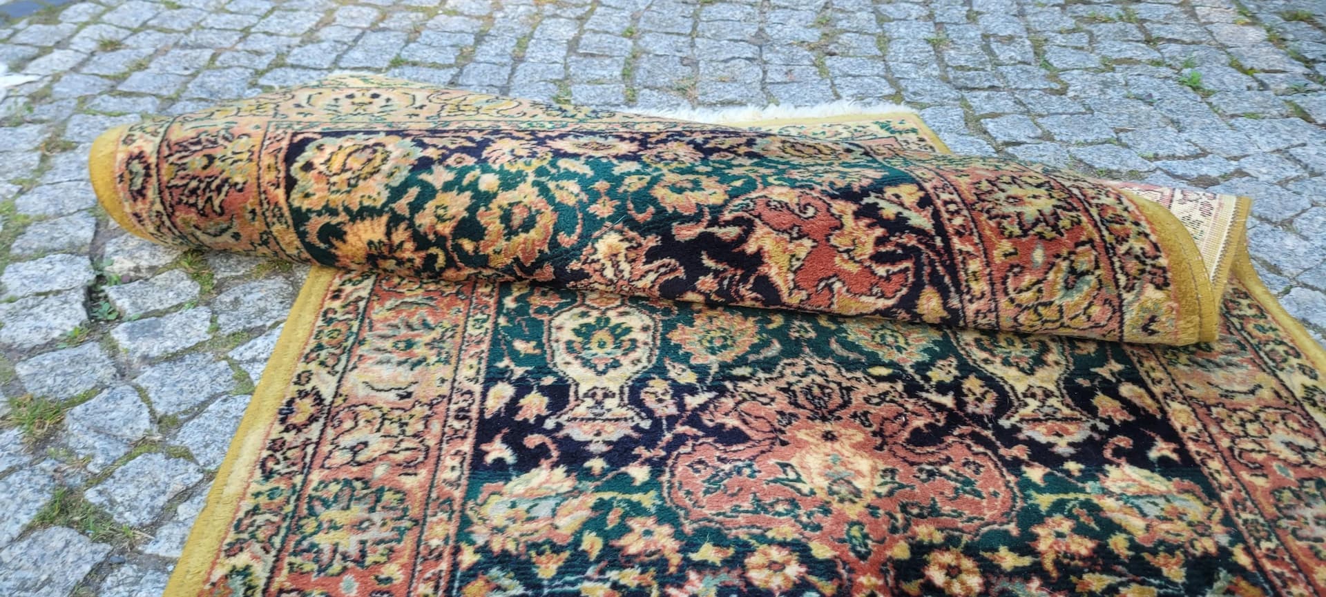 Dywan perski, zielony, wełna, 84x170 cm, Polska - 88222