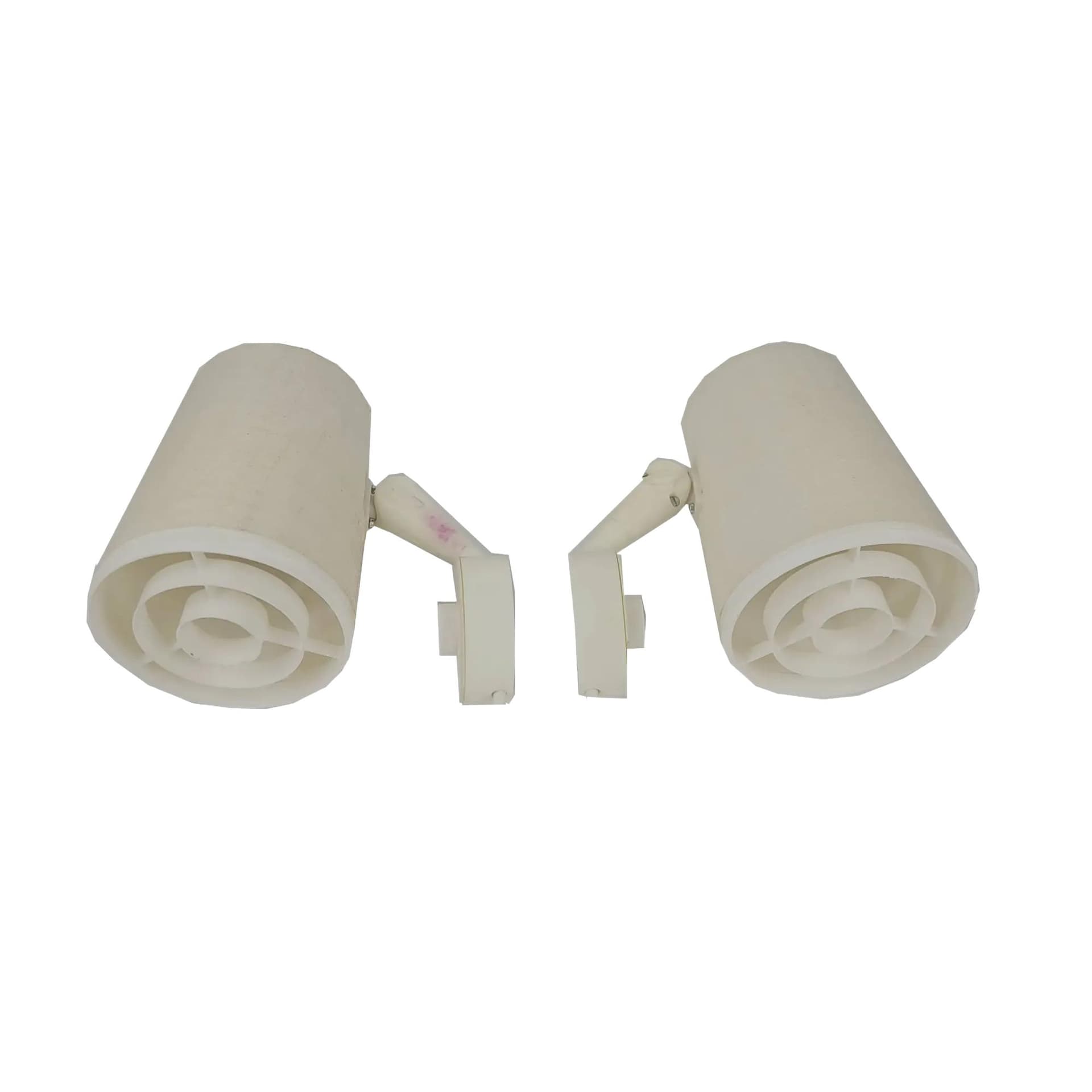 Pair of wall sconces Elidus, ivory white, fabric, metal, plastic, Sweden, 1970s.