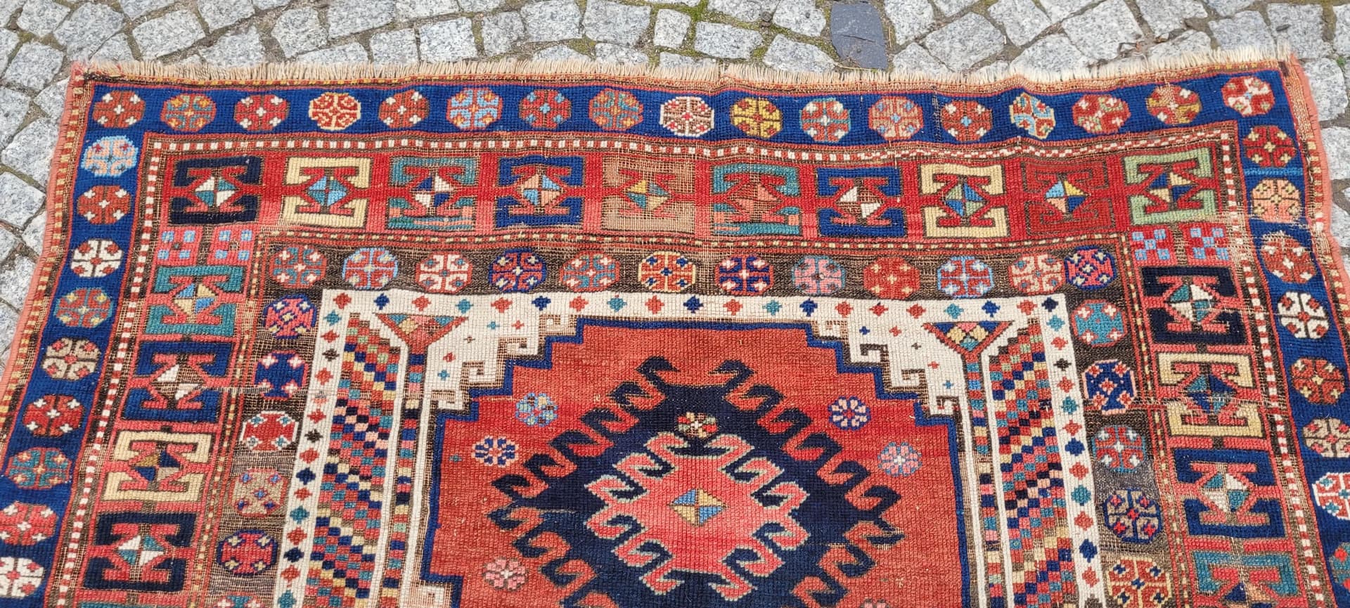 Dywan Kazak, 150x247 cm, multikolor, wełna, Azerbejdżan, XIX w. - 88189