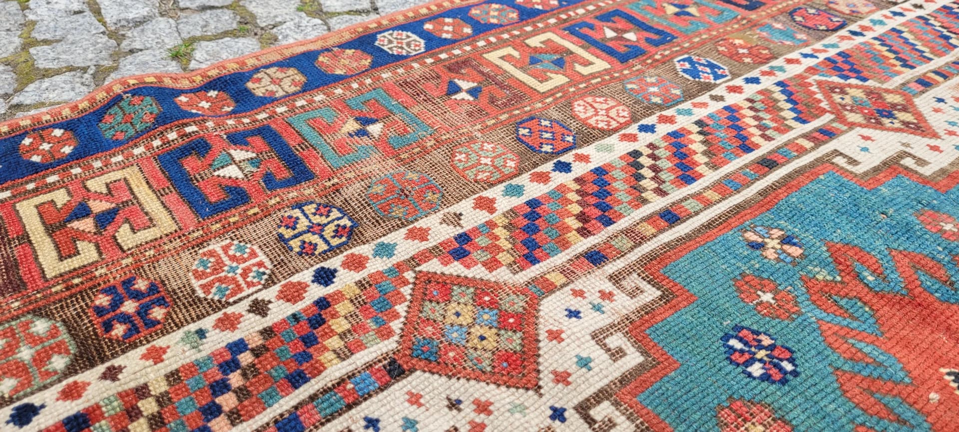 Dywan Kazak, 150x247 cm, multikolor, wełna, Azerbejdżan, XIX w. - 88186