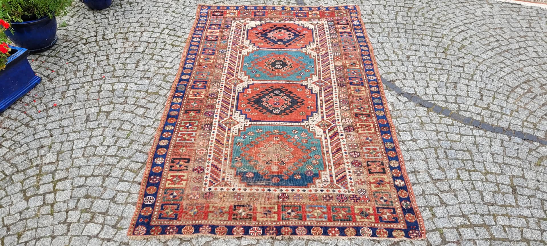 Dywan Kazak, 150x247 cm, multikolor, wełna, Azerbejdżan, XIX w. - 88187